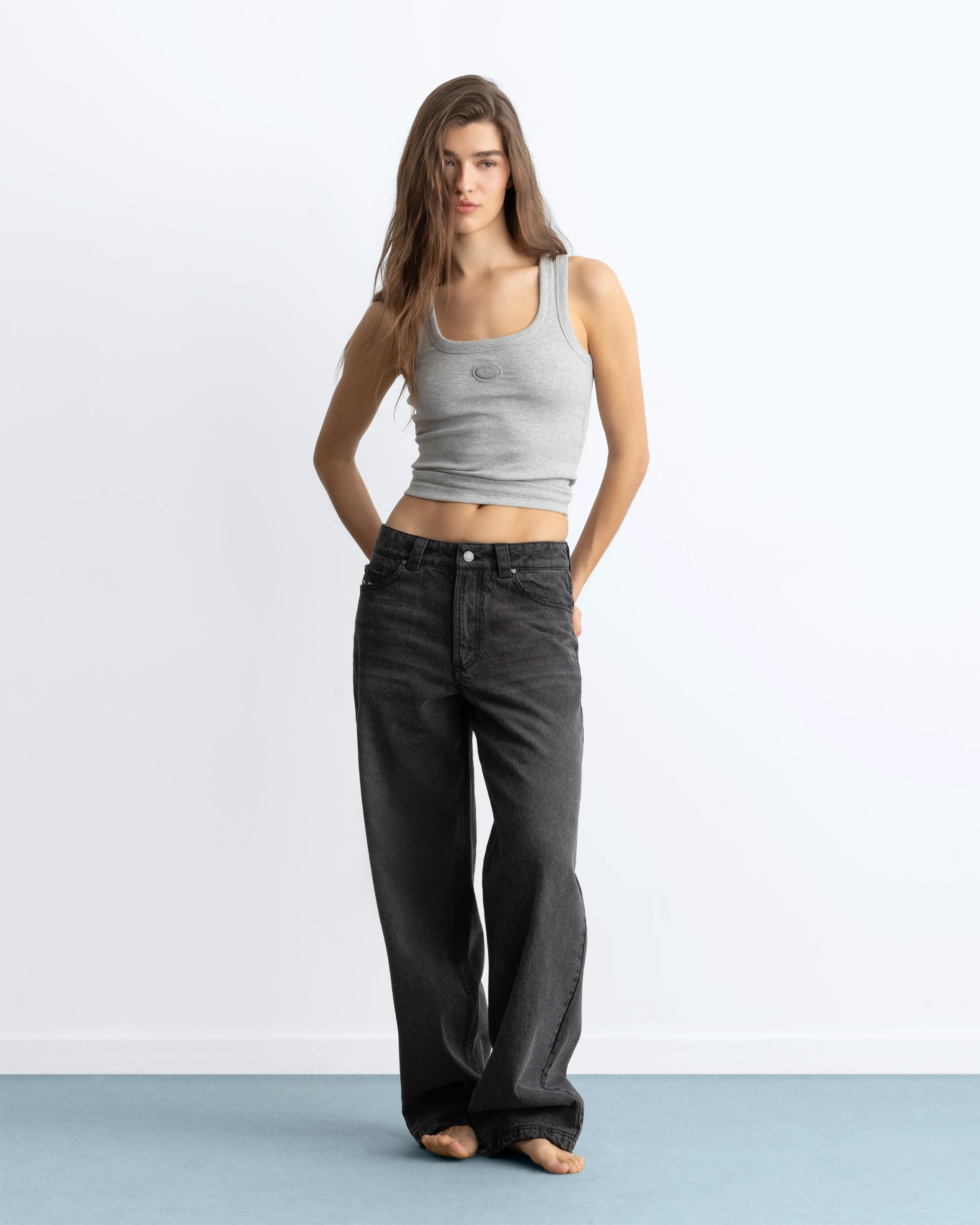 Basic Straight Jeans Black-Black - Image 7