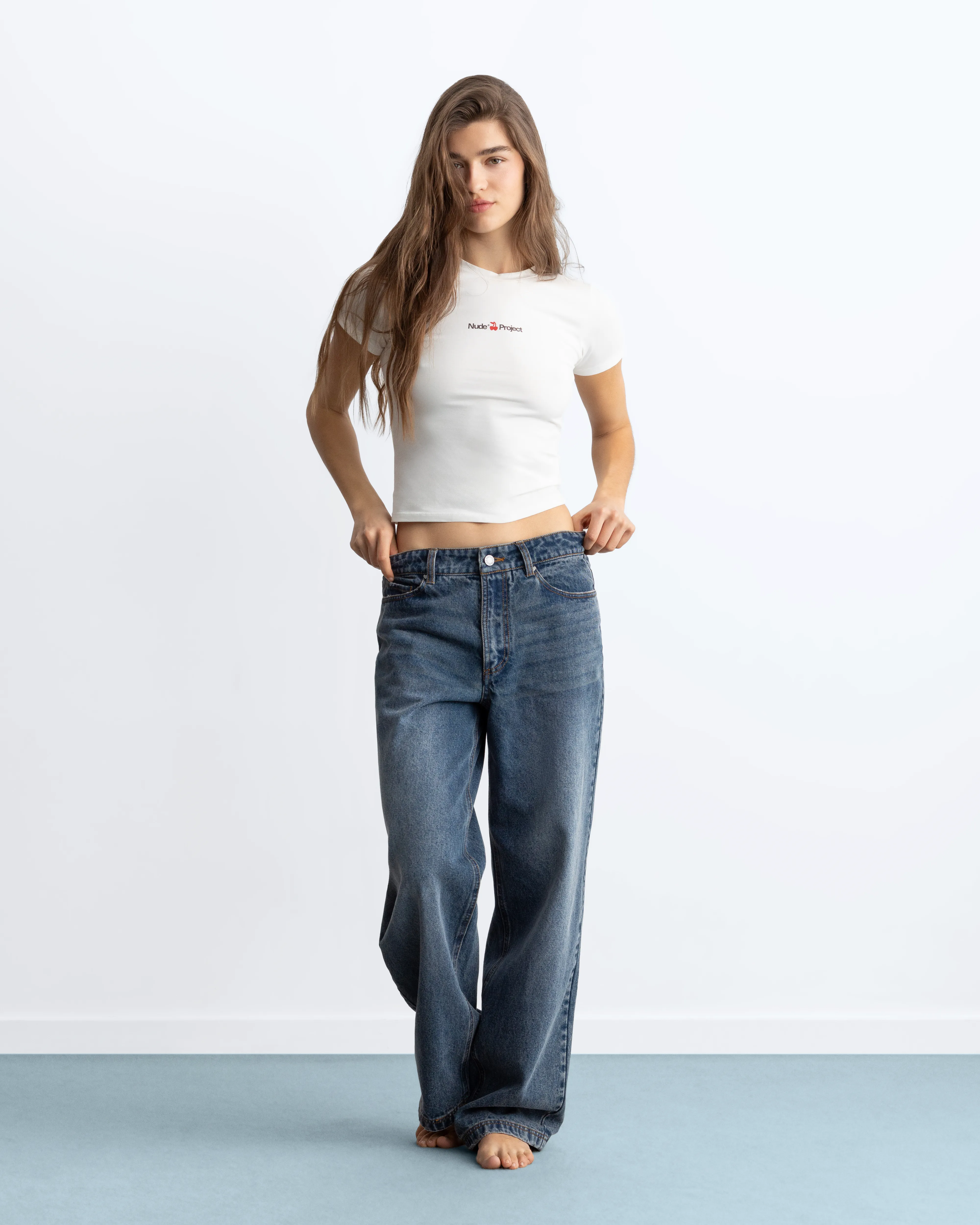 Basic Straight Jeans Dark Indigo Bleach - Image 12