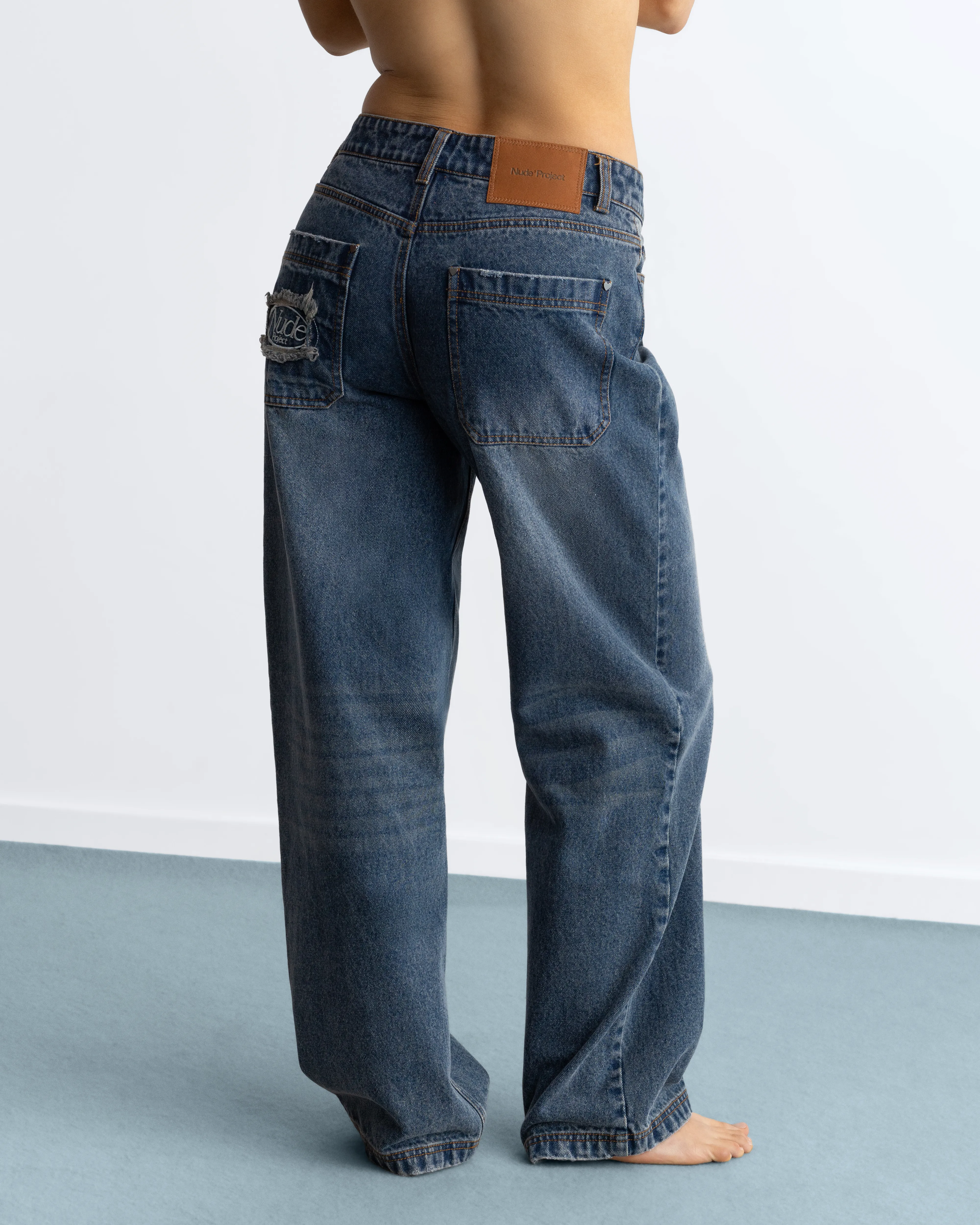 Basic Straight Jeans Dark Indigo Bleach - Image 6