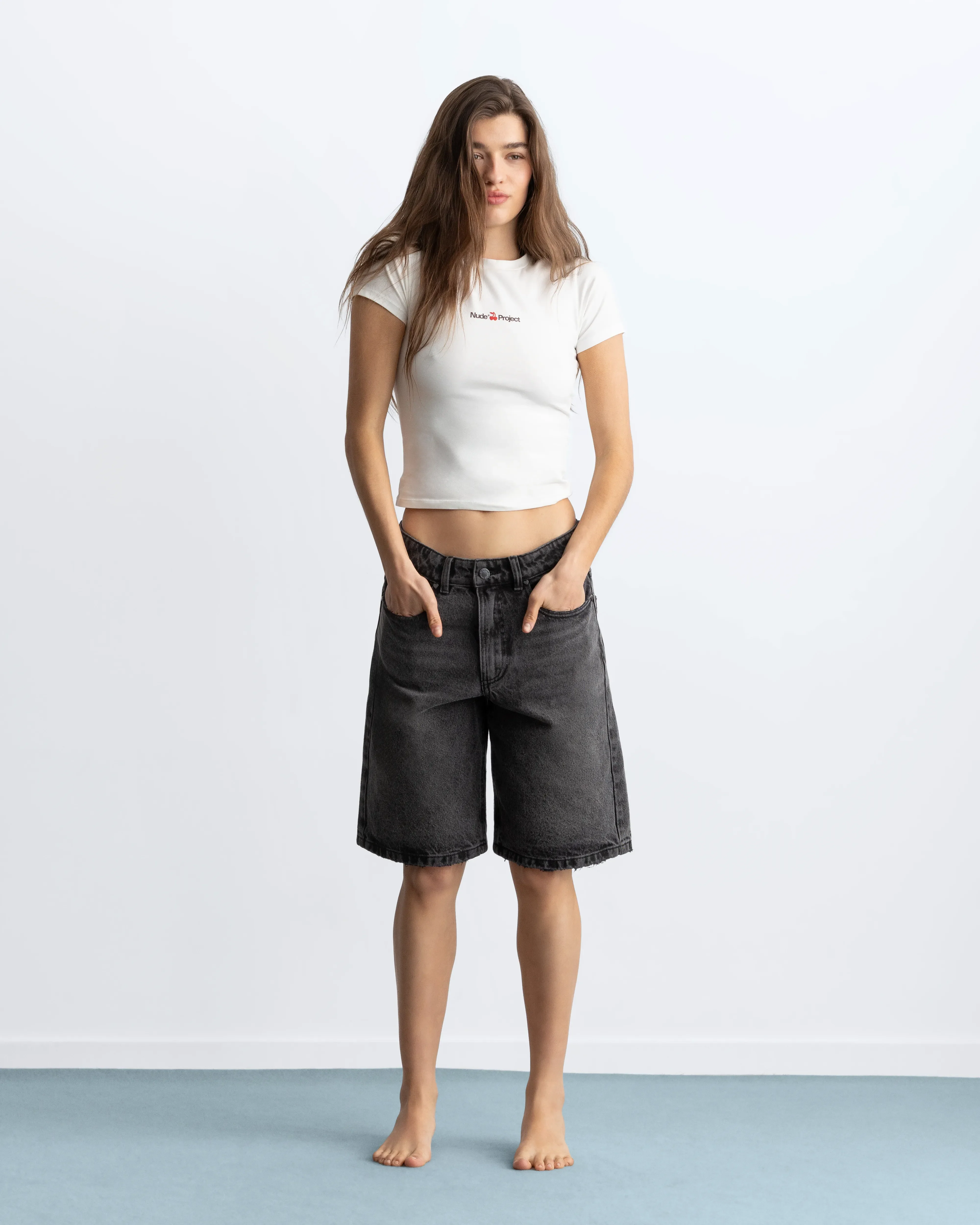 Straight Denim Shorts Black - Image 11