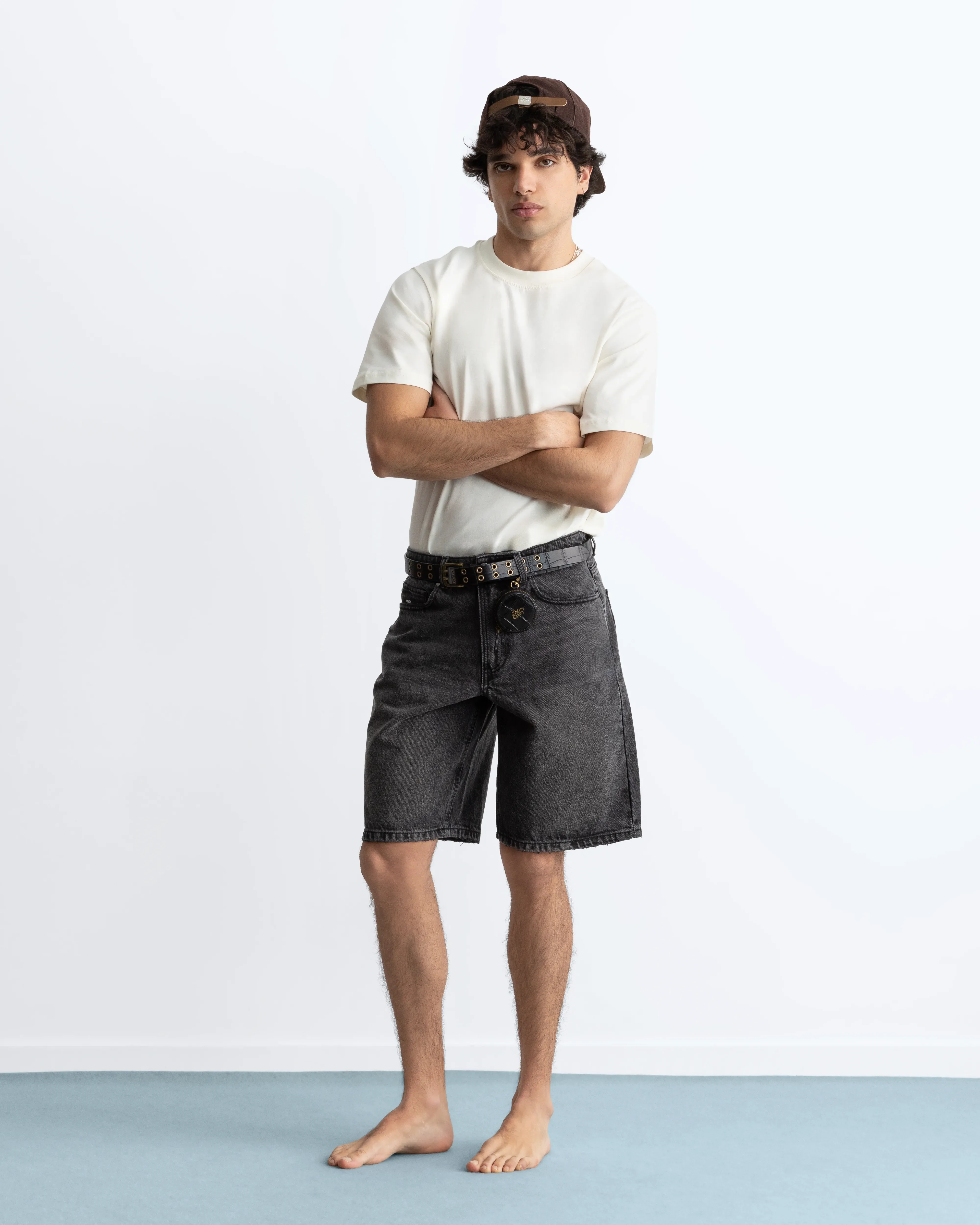 Straight Denim Shorts Black - Image 12