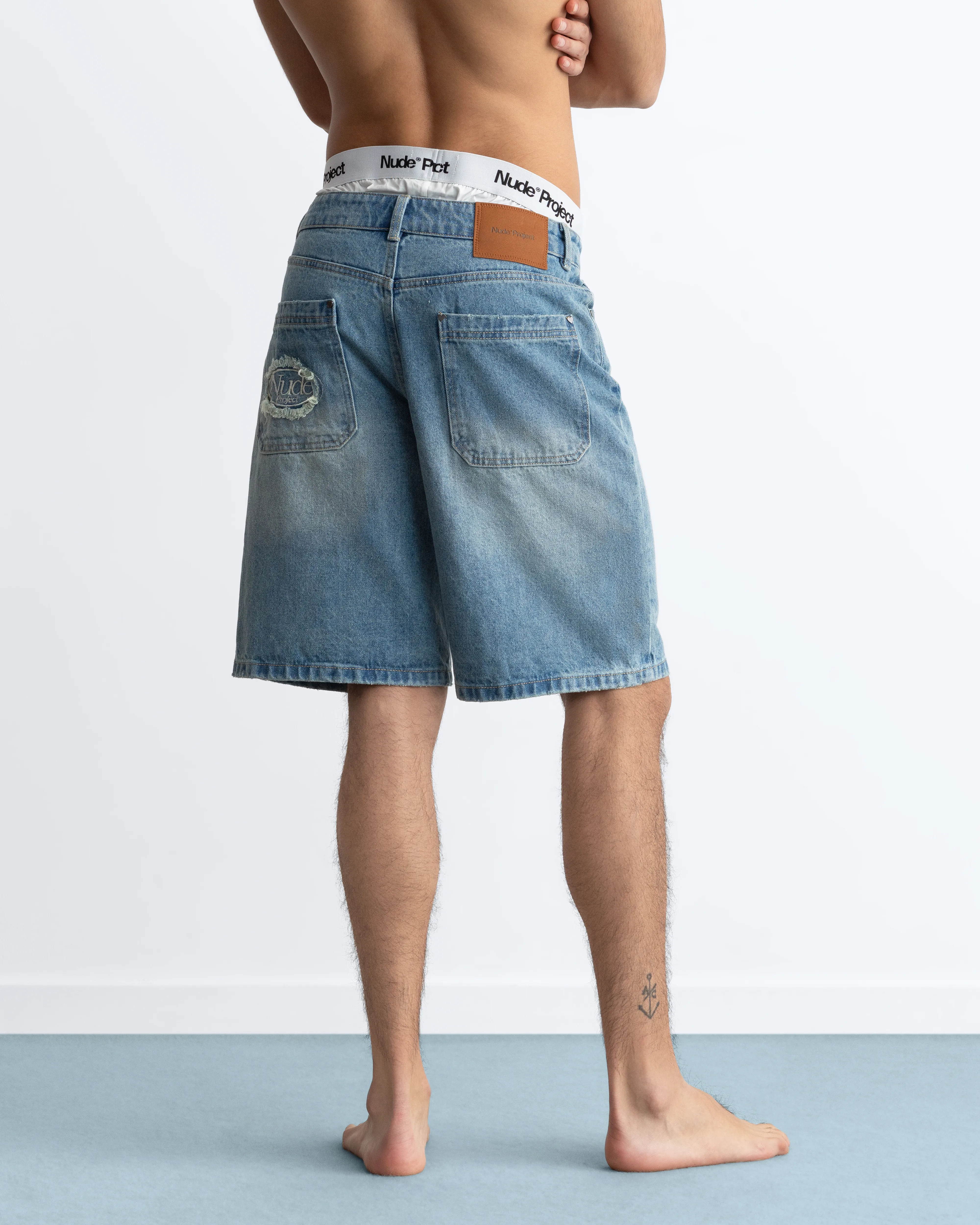 Straight Denim Shorts Medium Blue - Image 3