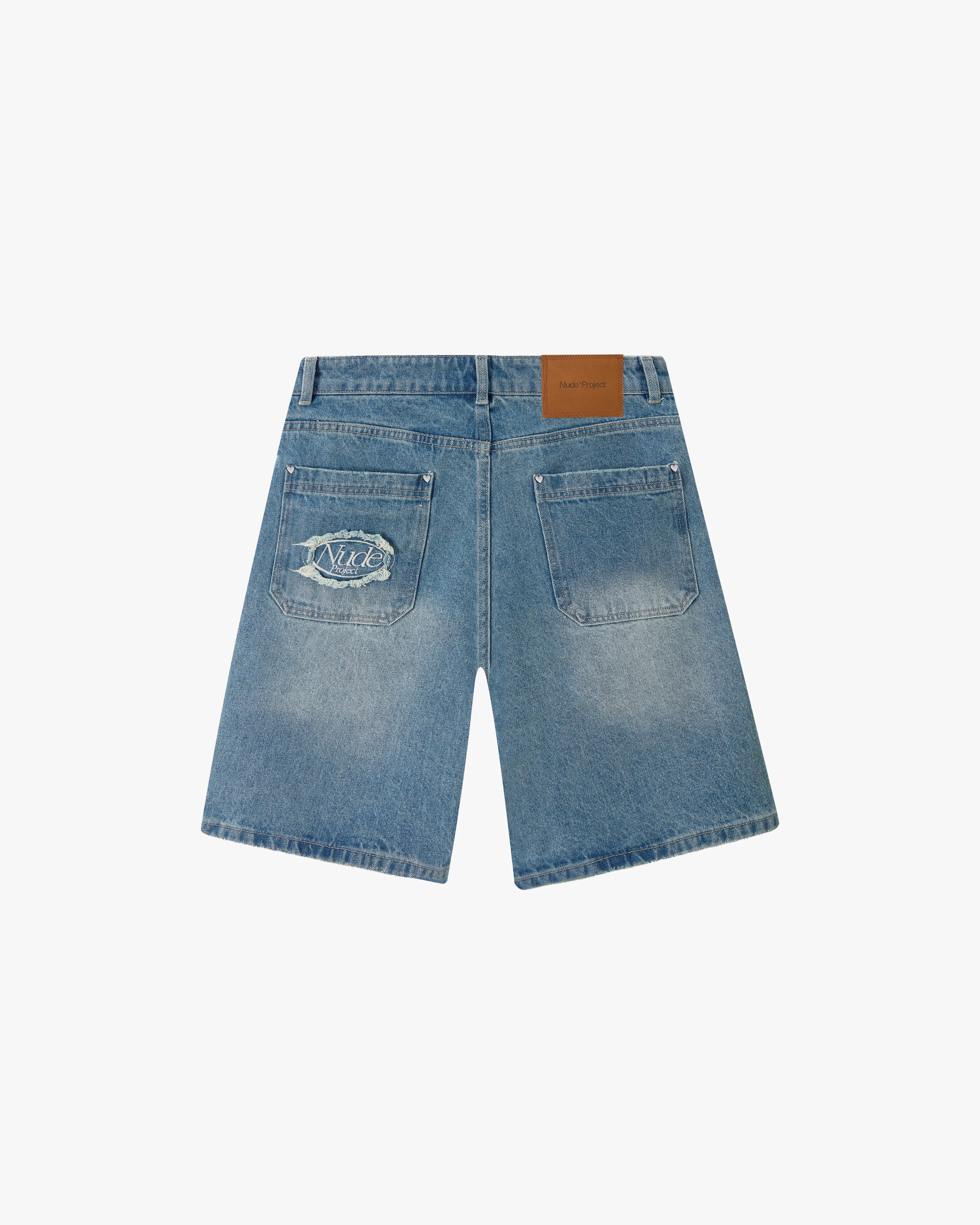 Straight Denim Shorts Medium Blue - Image 4
