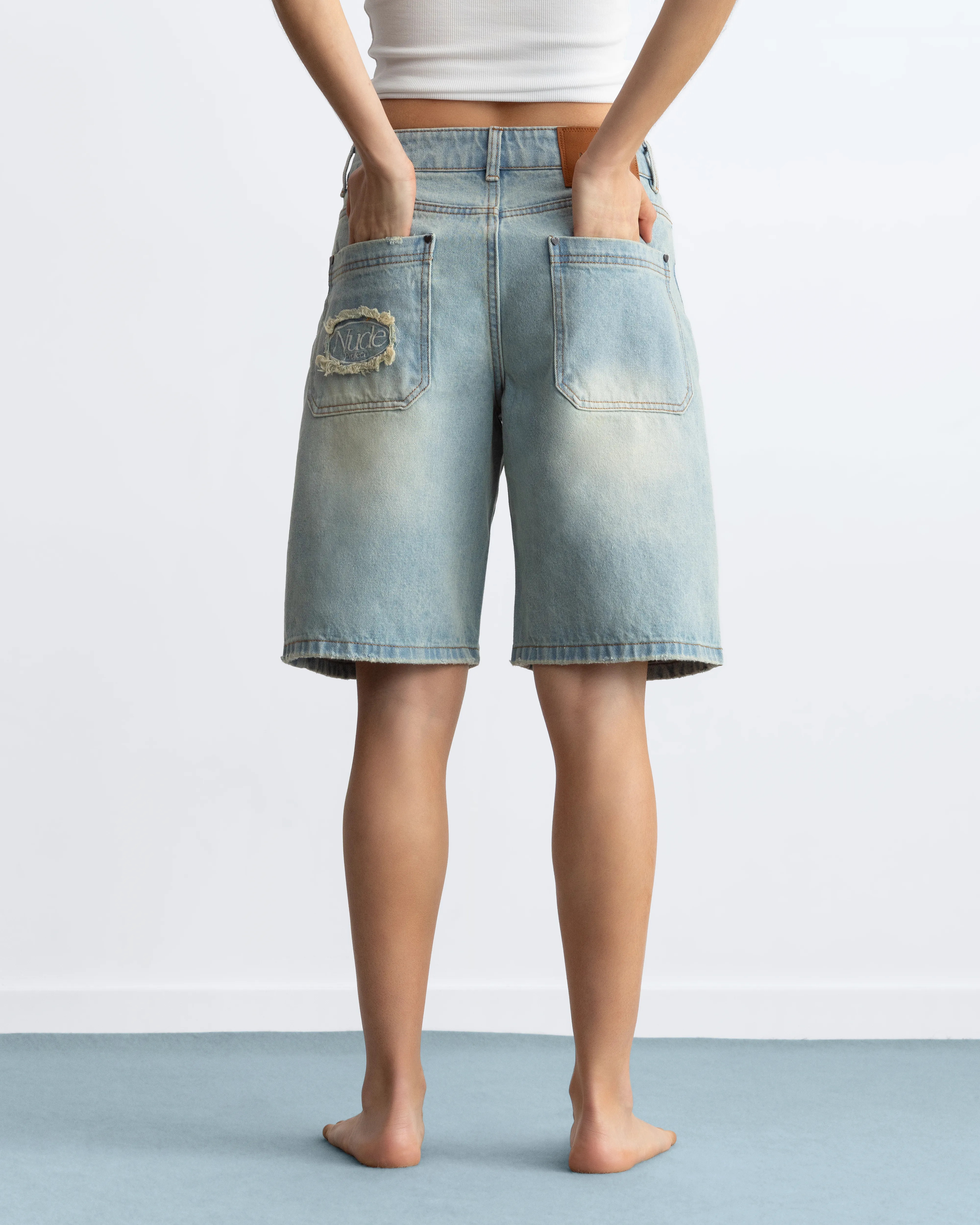 Straight Denim Shorts Sand Washed - Image 6