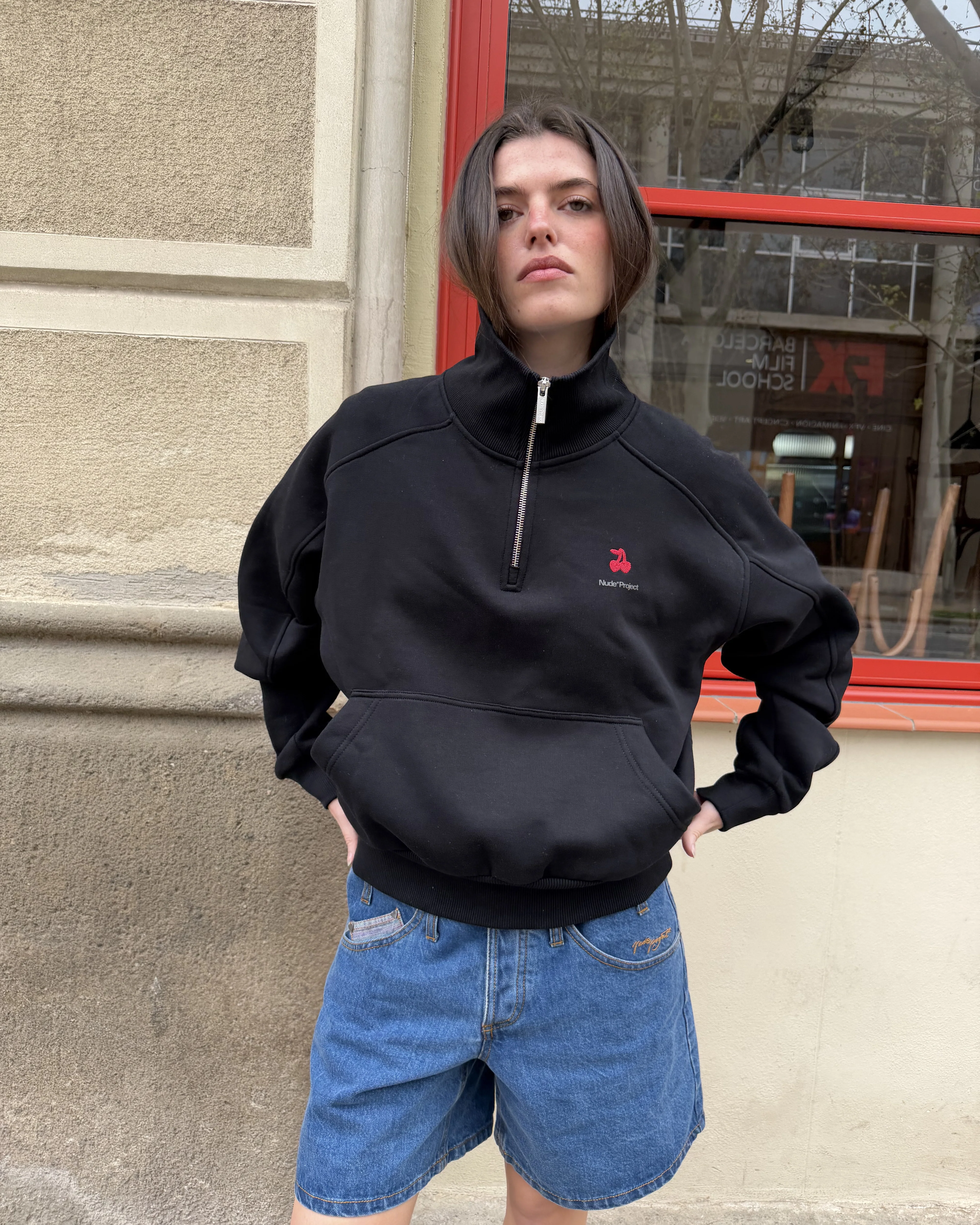 Basic Cherry Quarter-Zip Black - Image 10