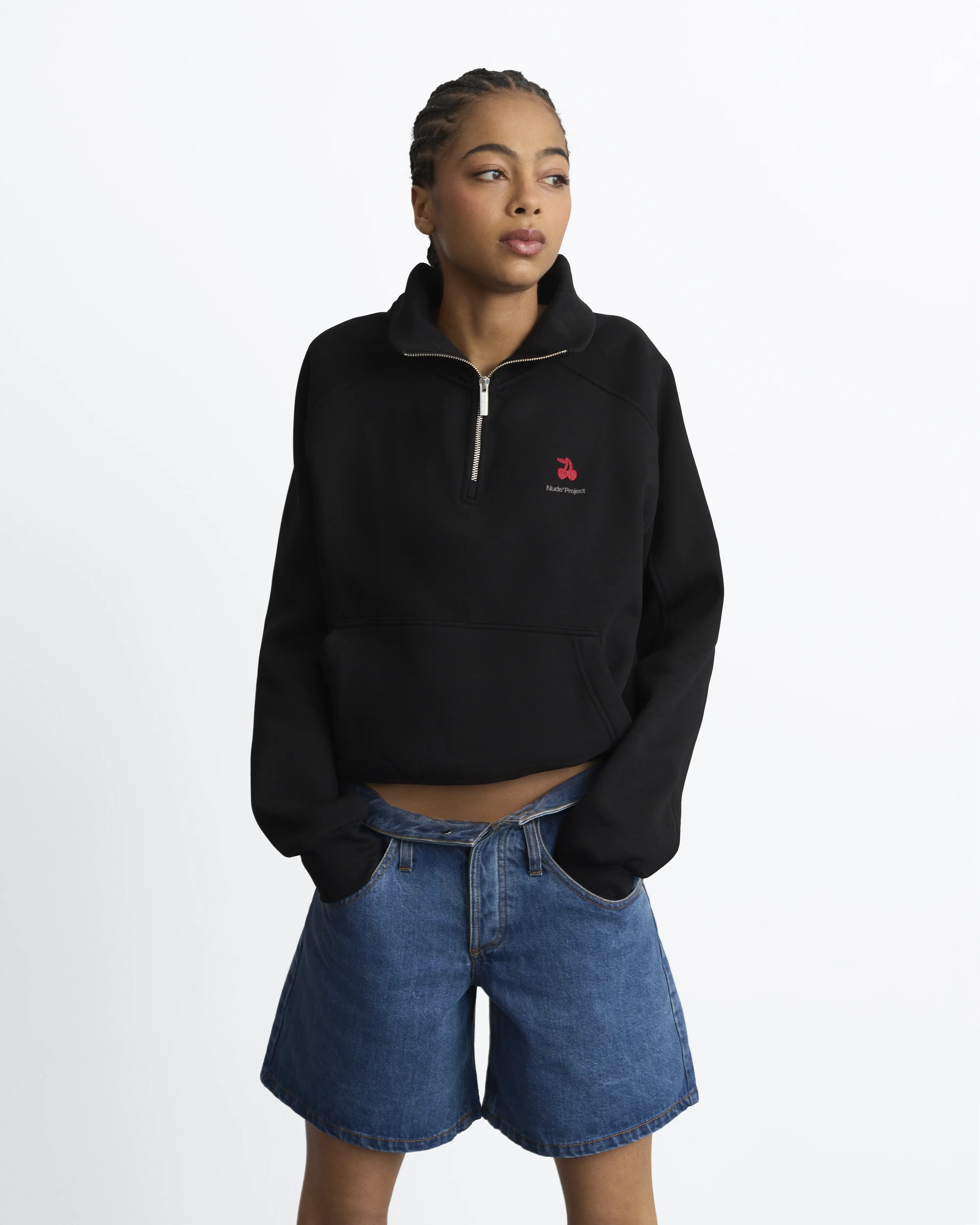 Basic Cherry Quarter-Zip Black - Image 7
