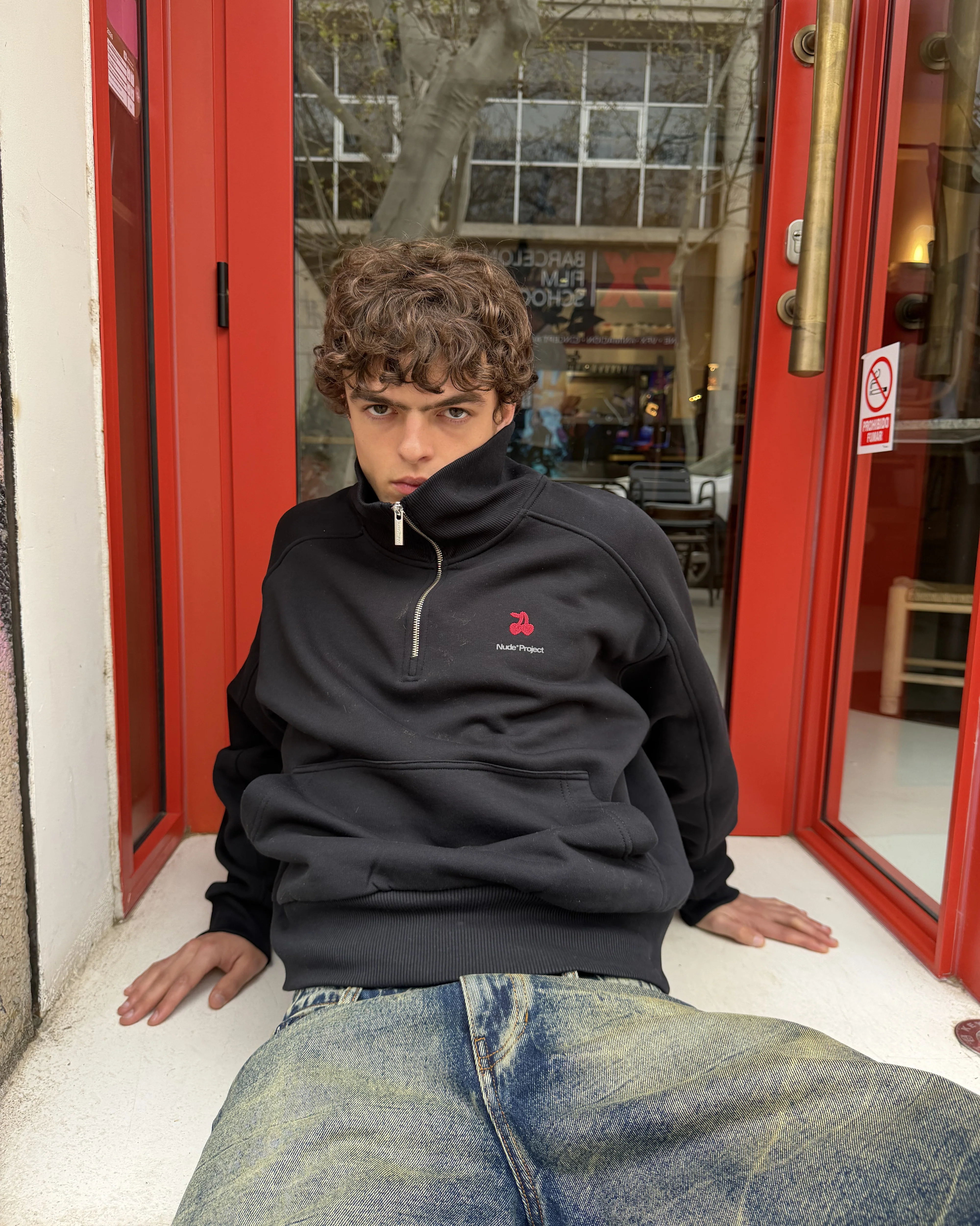 Basic Cherry Quarter-Zip Black - Image 9