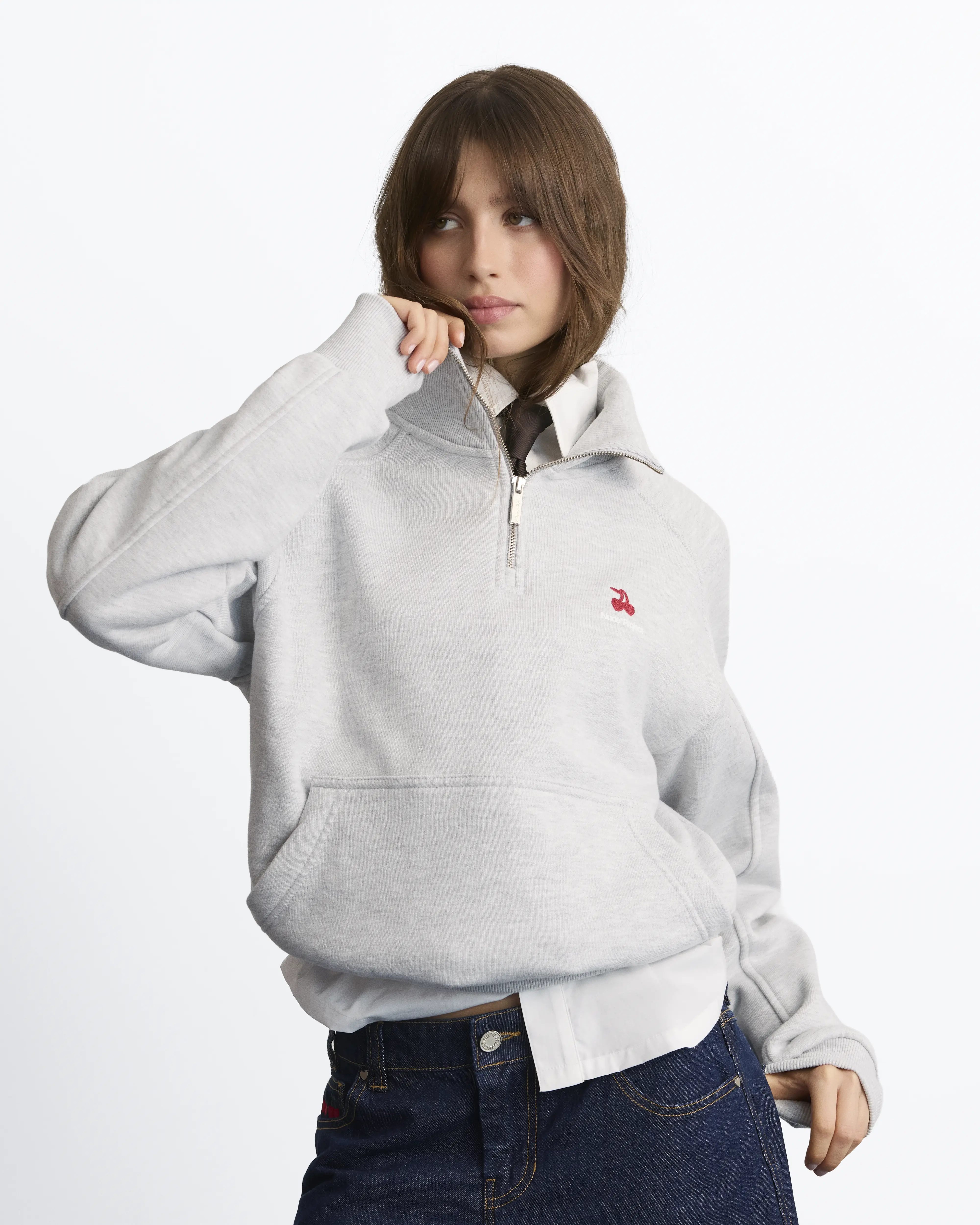 Basic Cherry Quarter-Zip Grey - Image 11