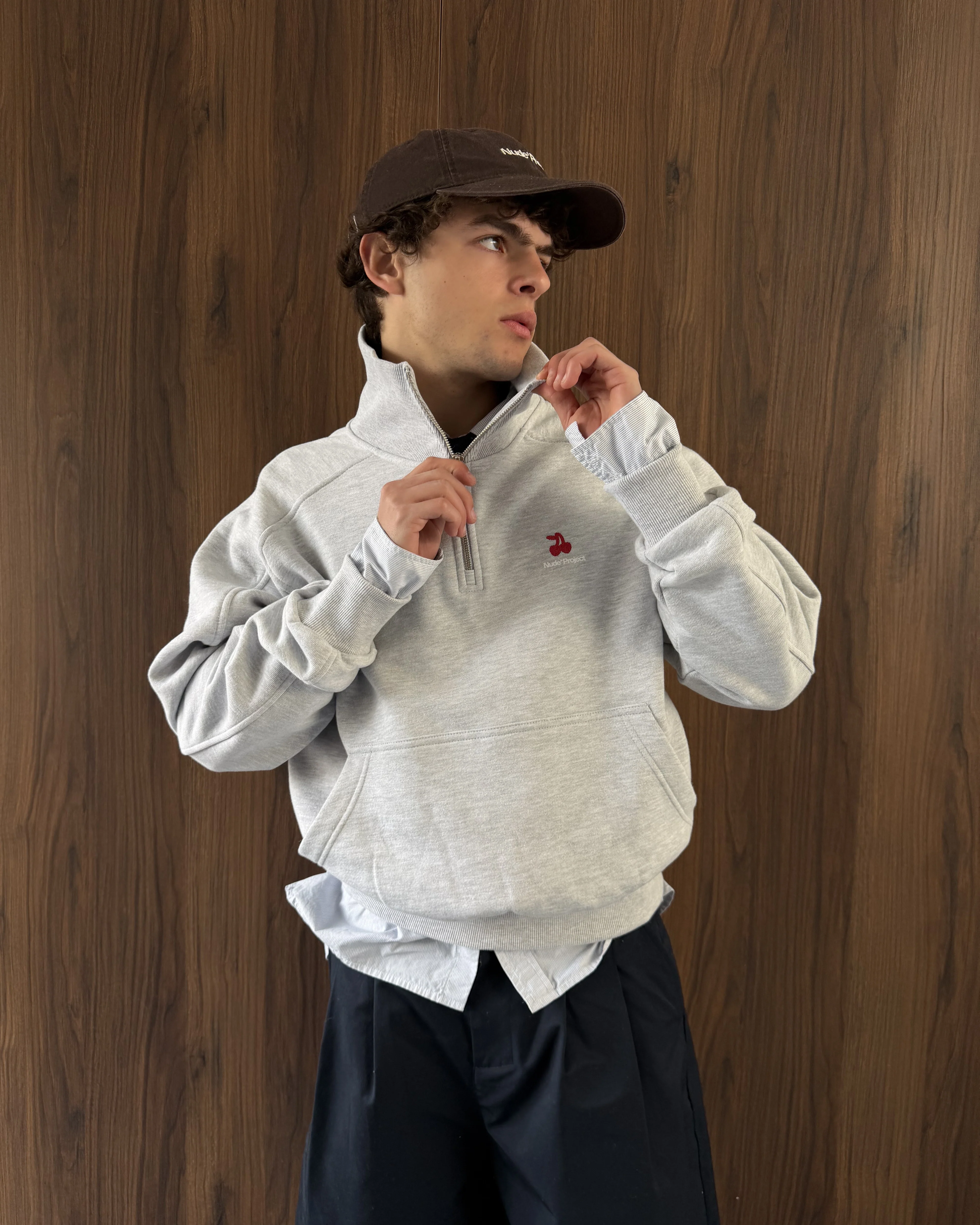 Basic Cherry Quarter-Zip Grey - Image 4
