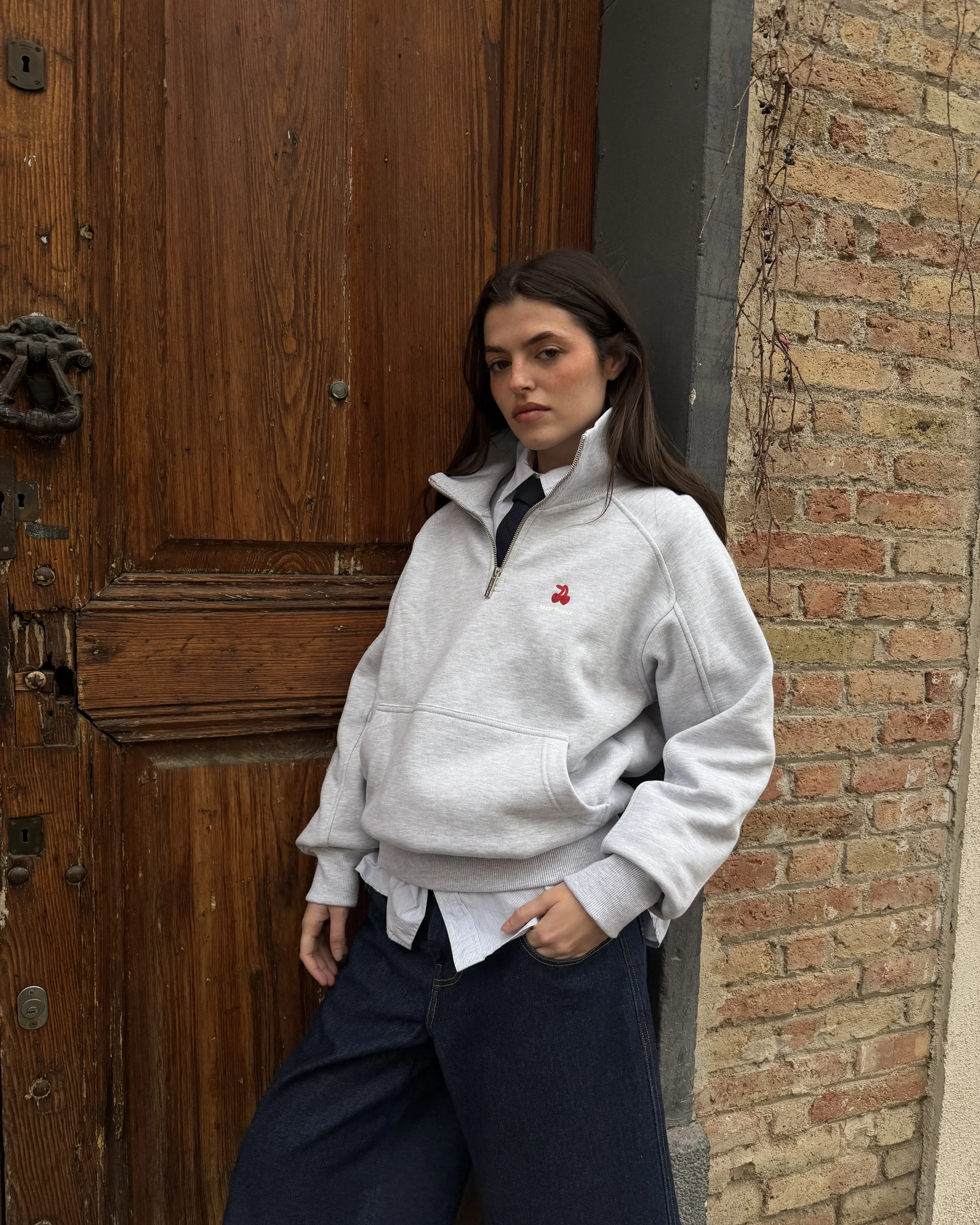 Basic Cherry Quarter-Zip Grey - Image 6