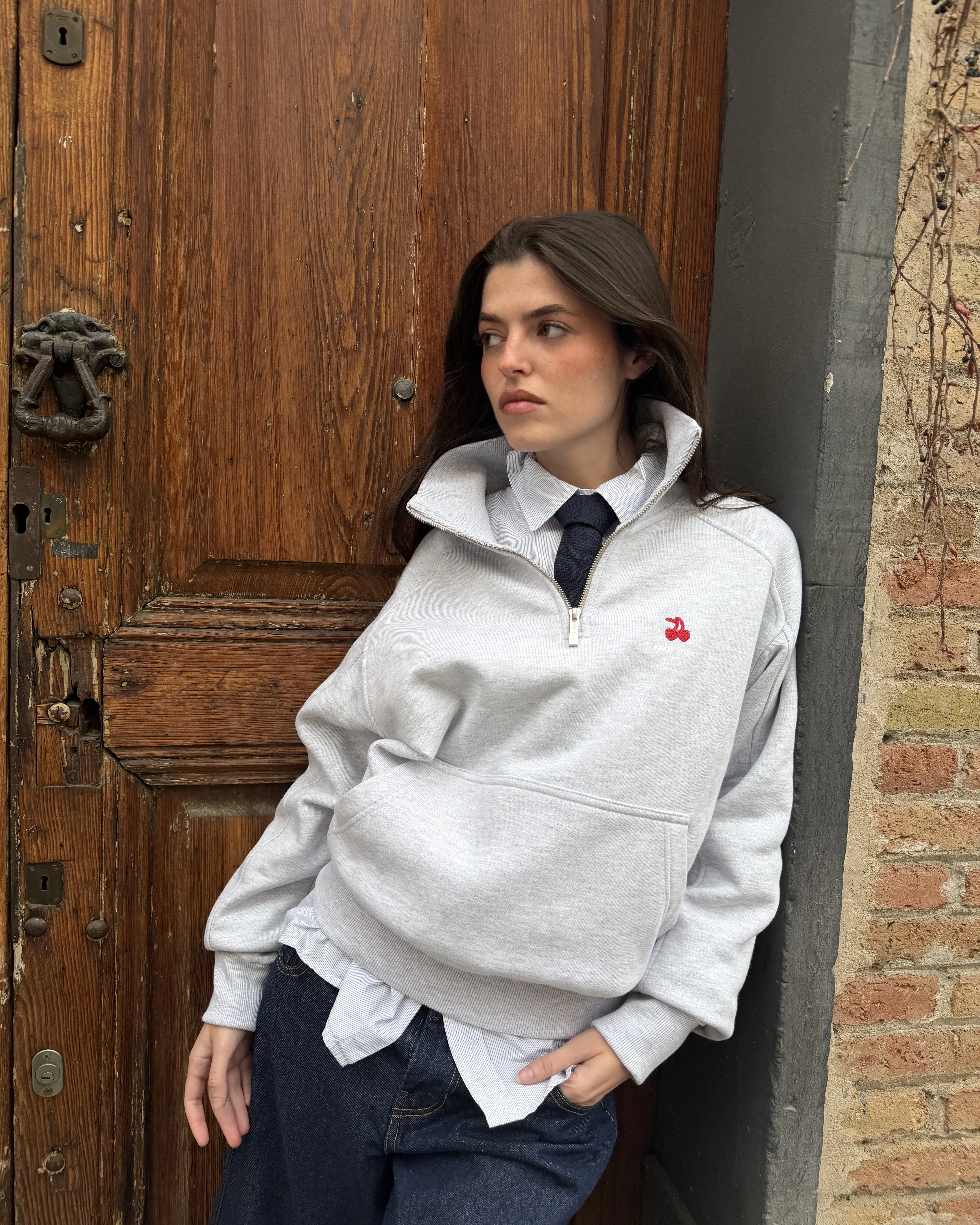 Basic Cherry Quarter-Zip Grey - Image 8