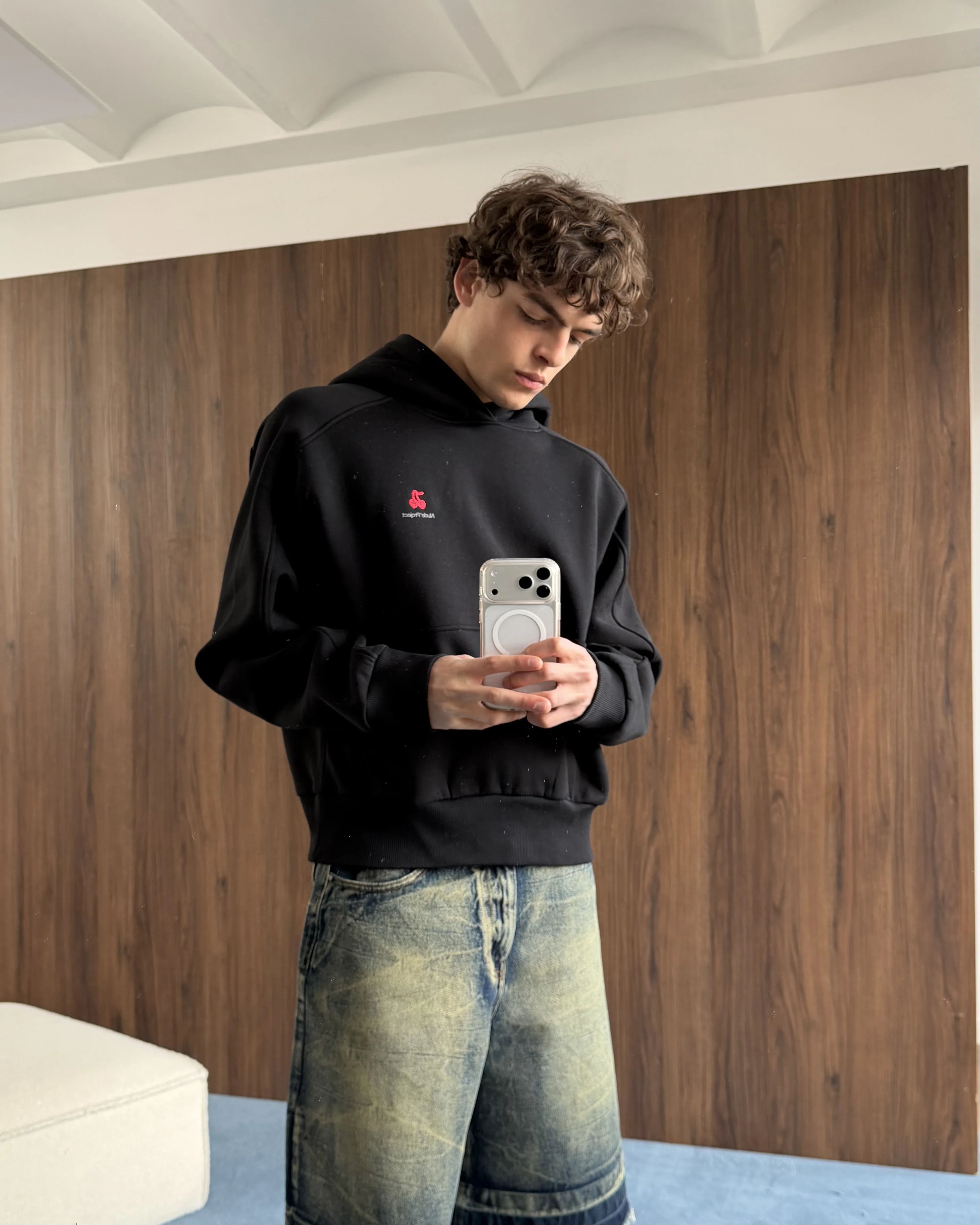 Basic Cherry Hoodie Black - Image 4