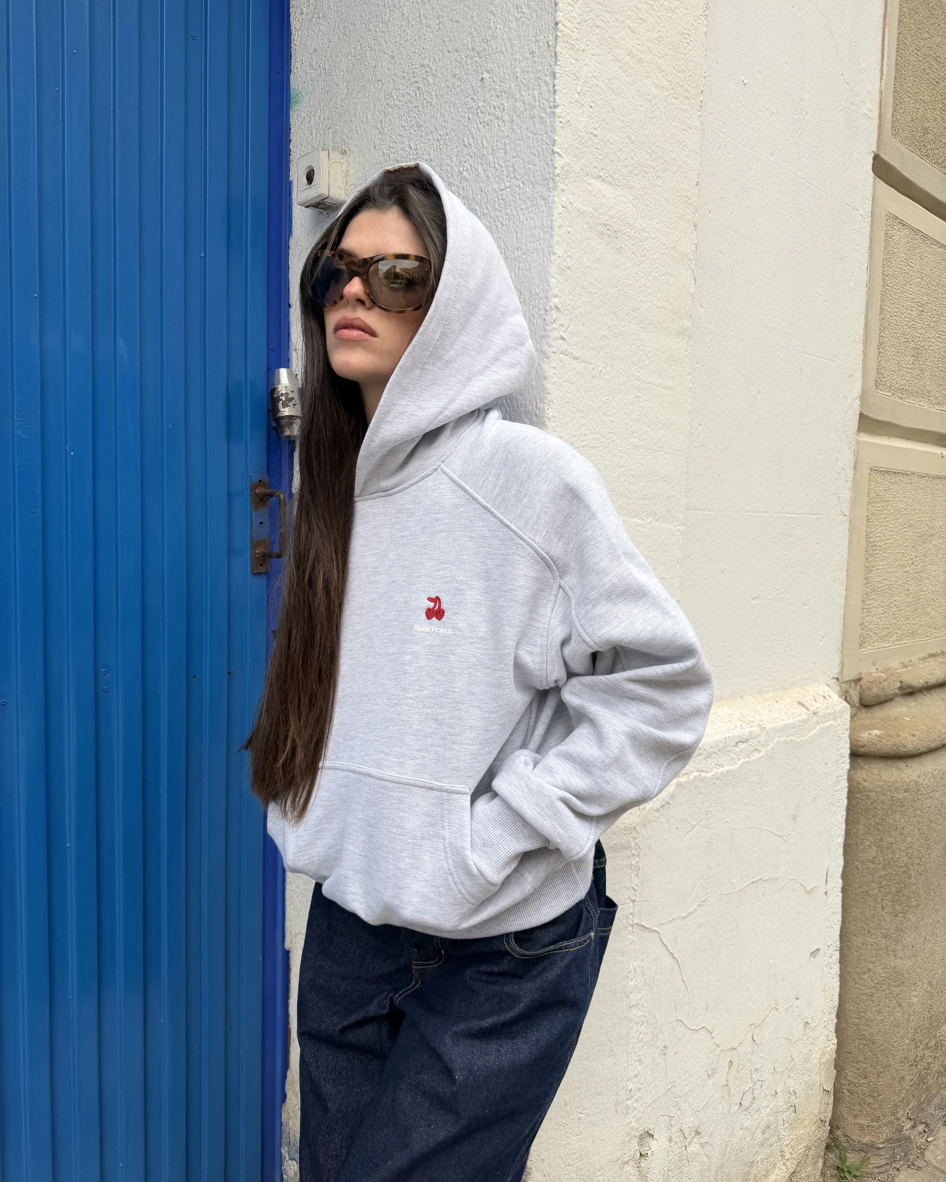 Basic Cherry Hoodie Grey - Image 5
