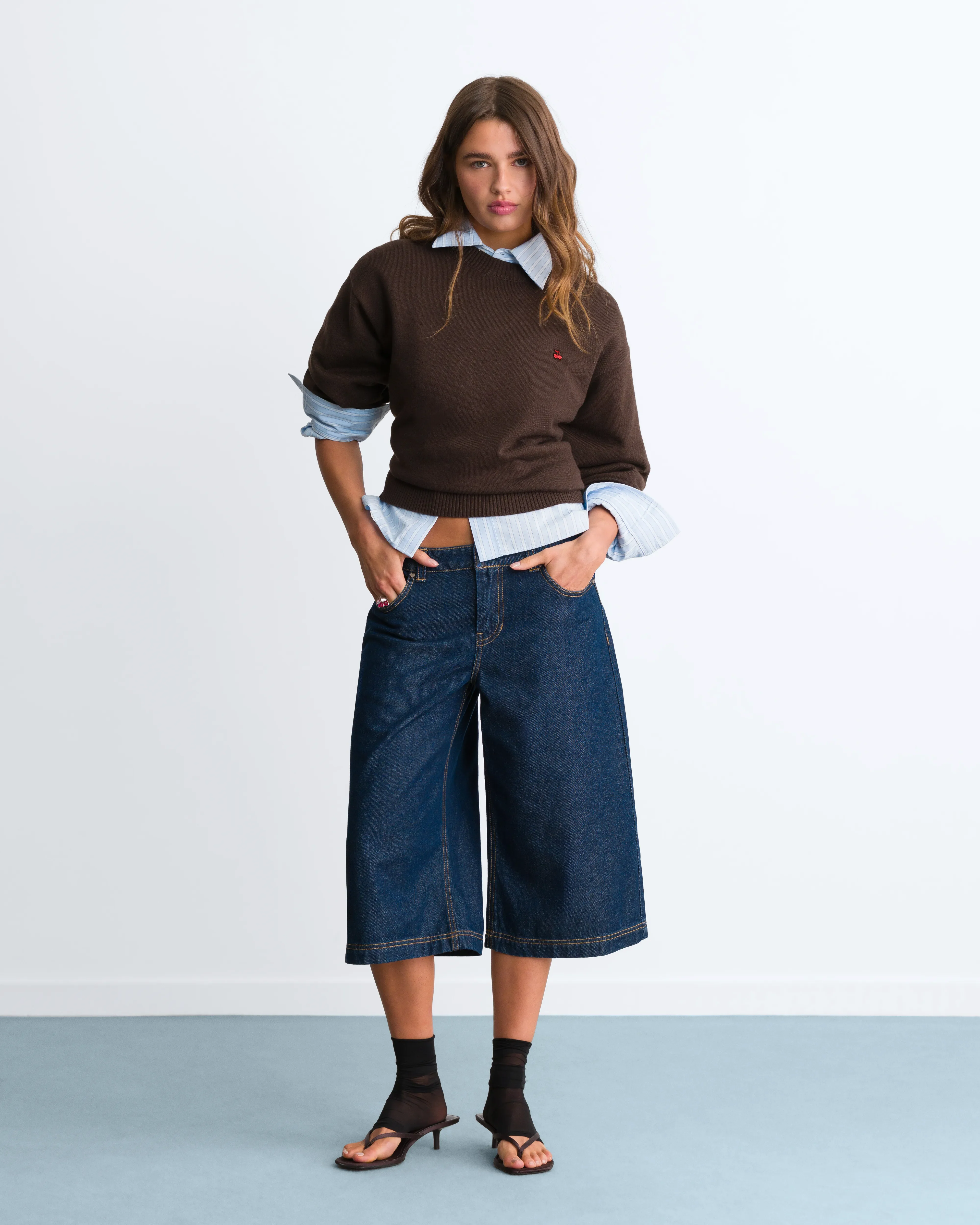 Cherry Logo Knit Sweater Brown - Image 5