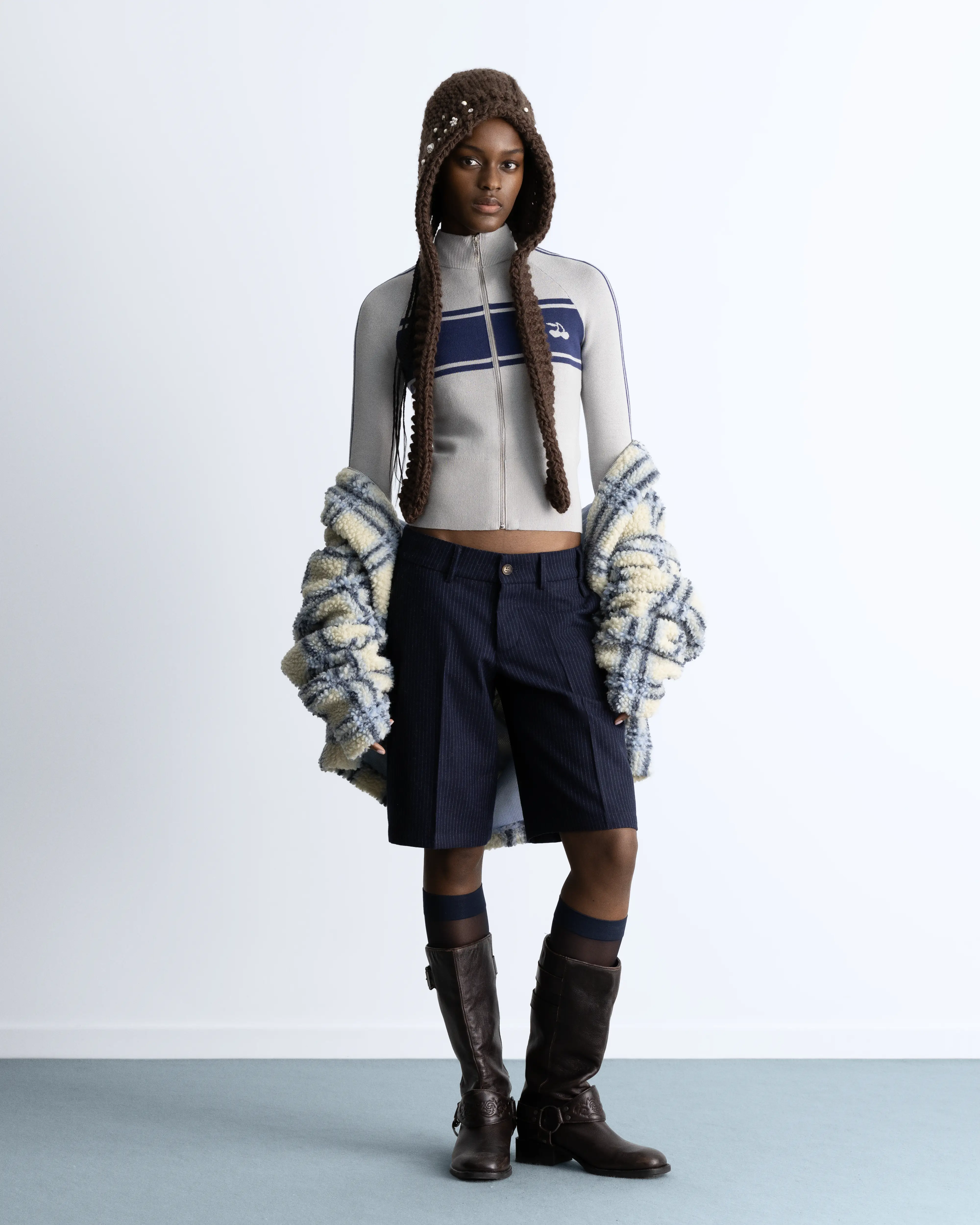 Katana Knit Zip-Up Grey - Image 3