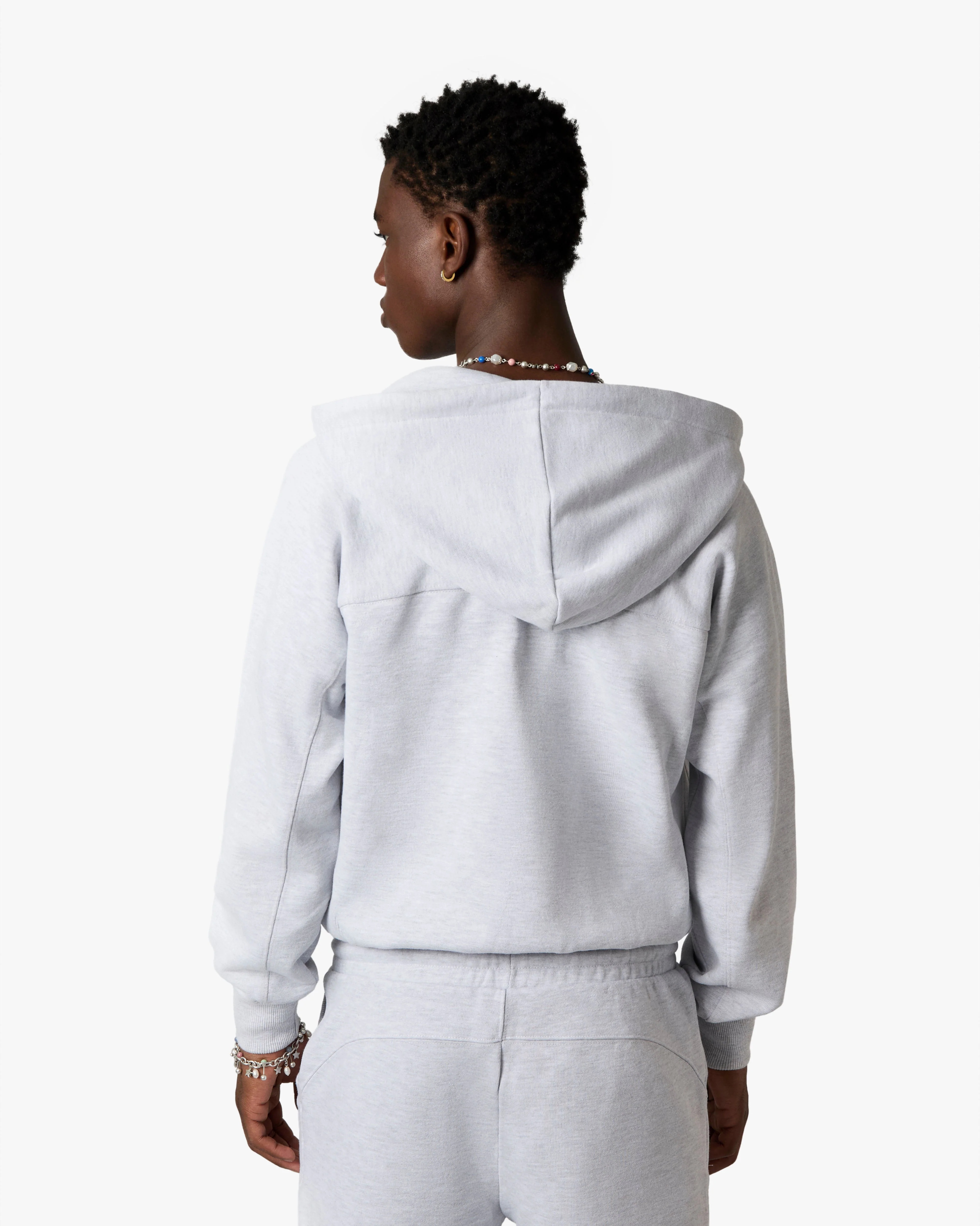 Essentials Zip-Up Hoodie Grey Melange - Image 4