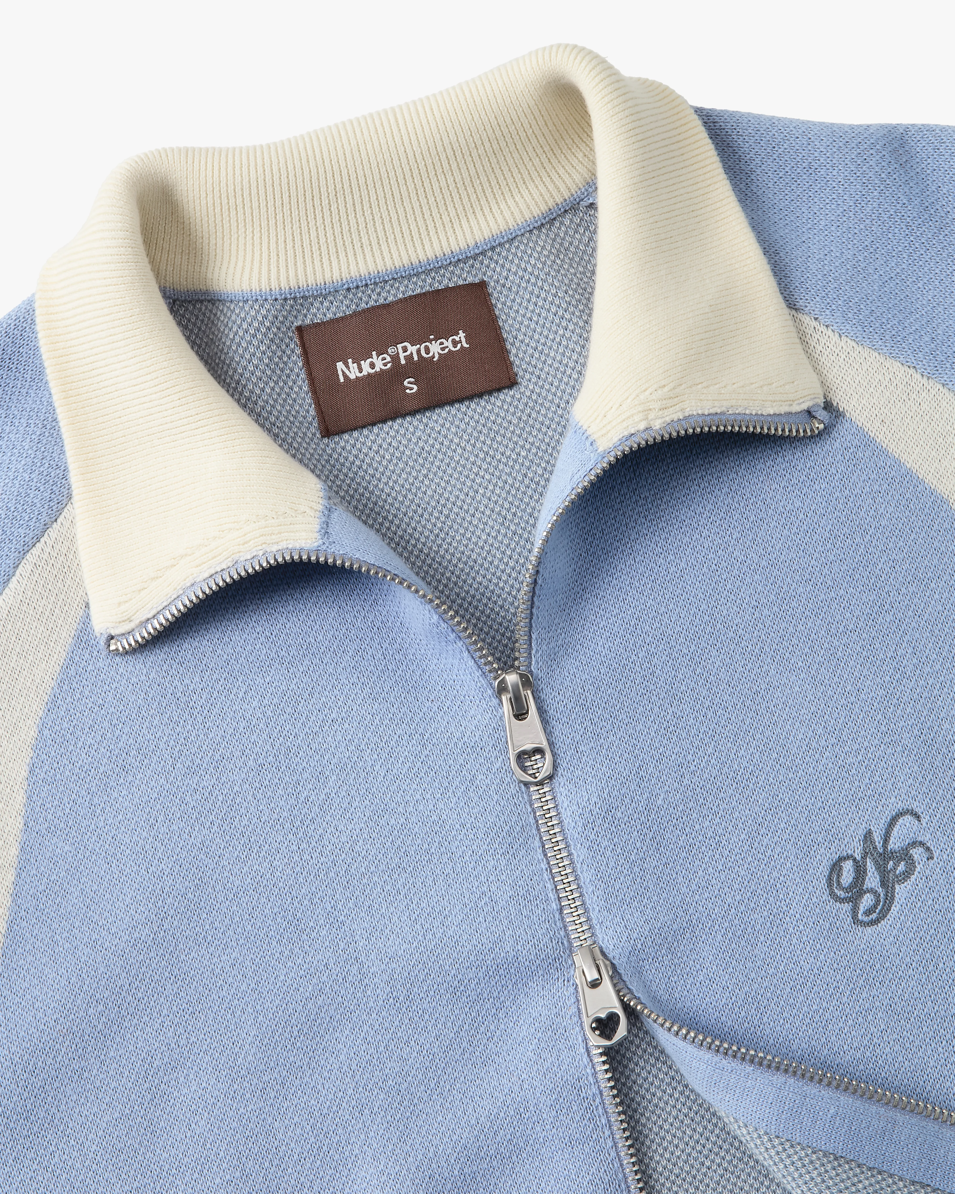 Footy Knit Zip-Up Cardigan Blue - Image 11