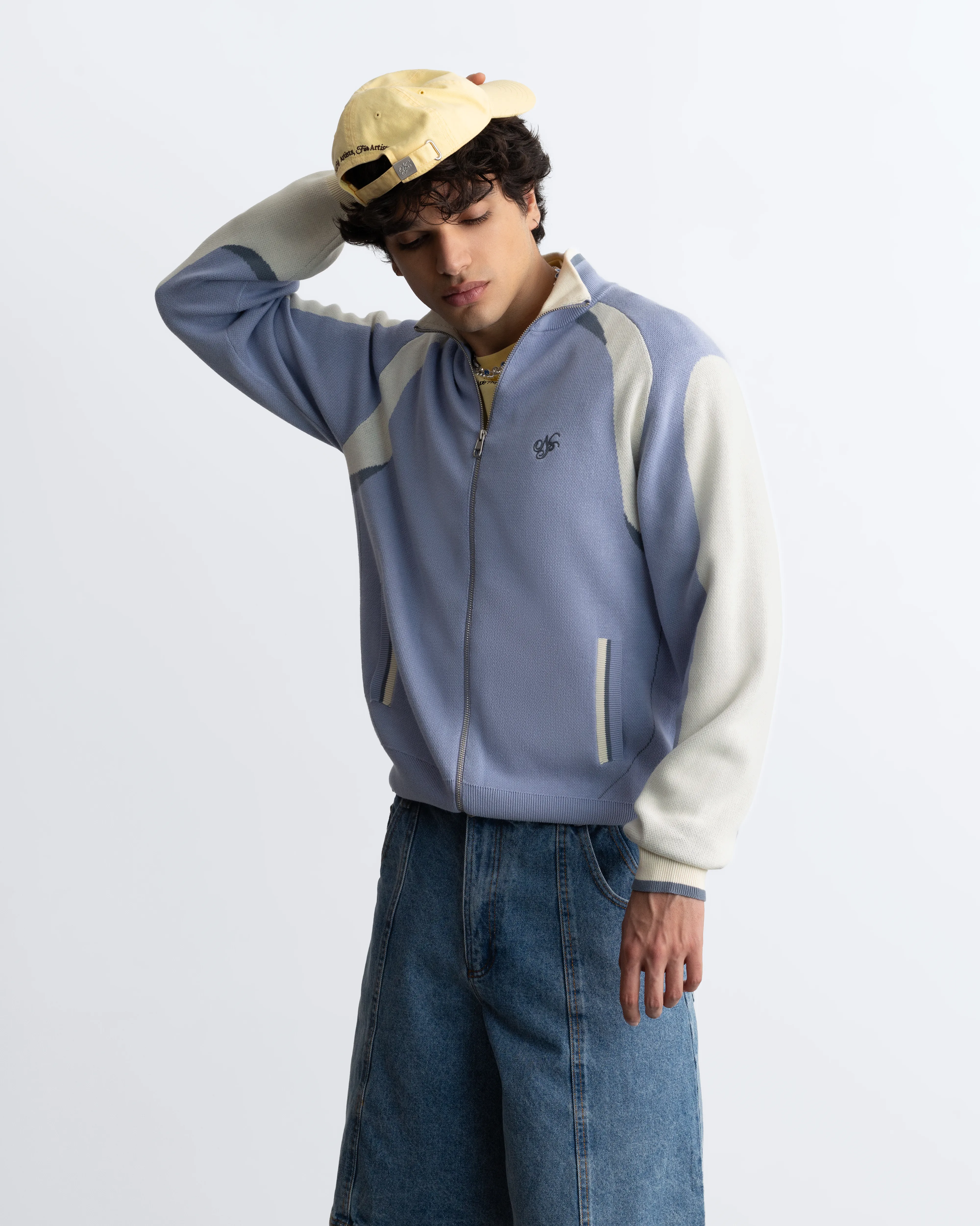 Footy Knit Zip-Up Cardigan Blue - Image 7