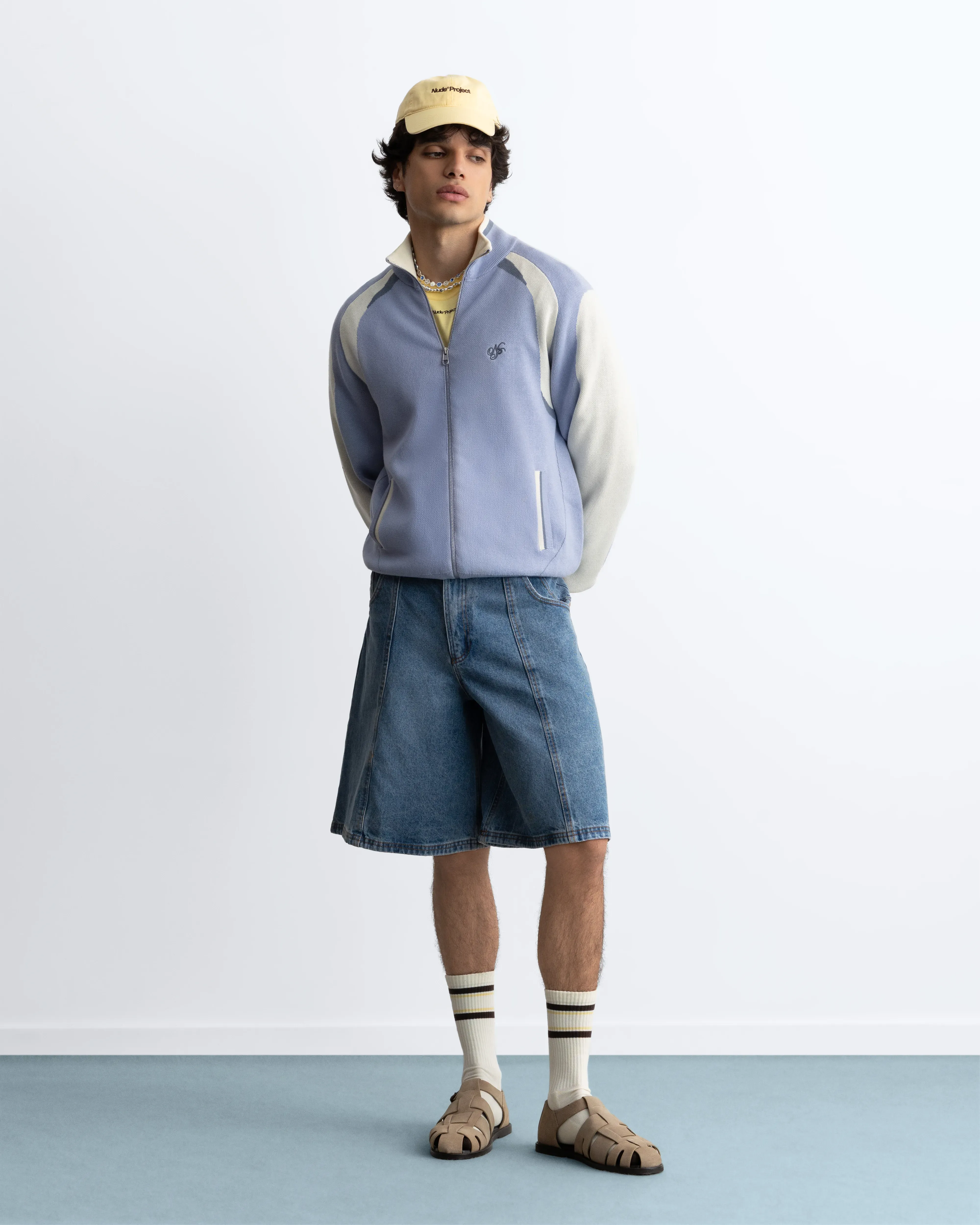 Footy Knit Zip-Up Cardigan Blue - Image 9