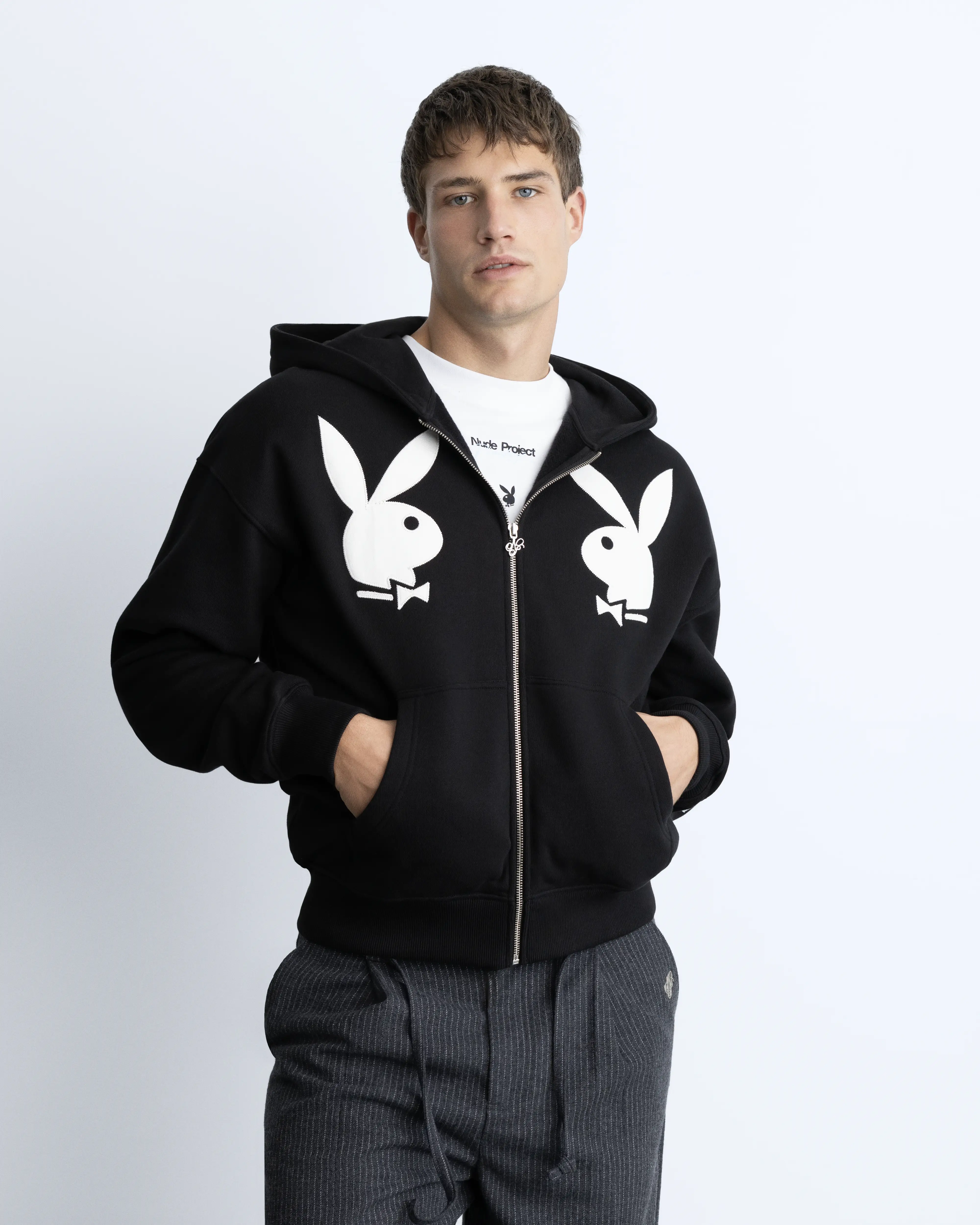 Bunny Zip-Up Hoodie Black - Image 7