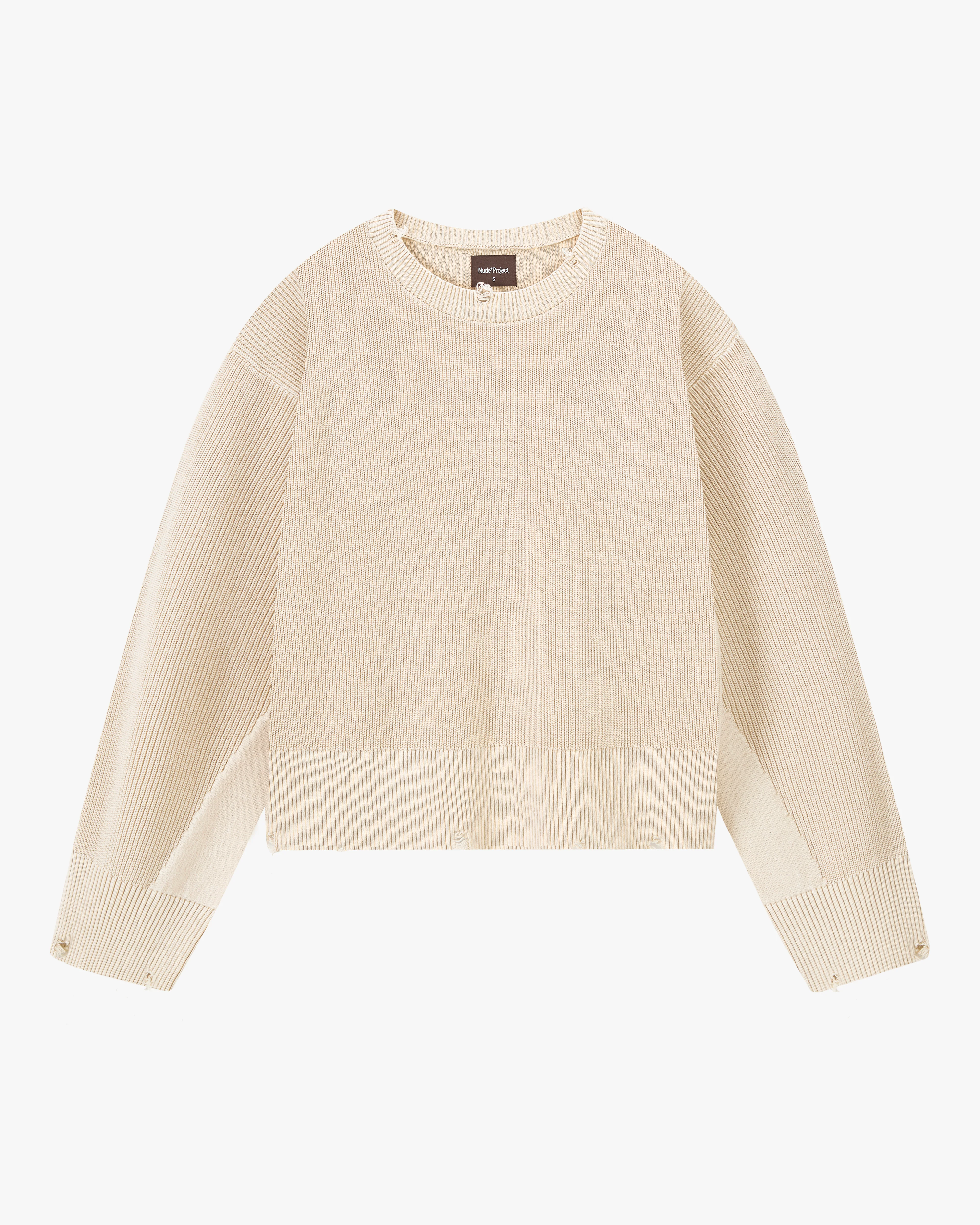 Perfect Cropped Knit Sweater Beige - Image 3