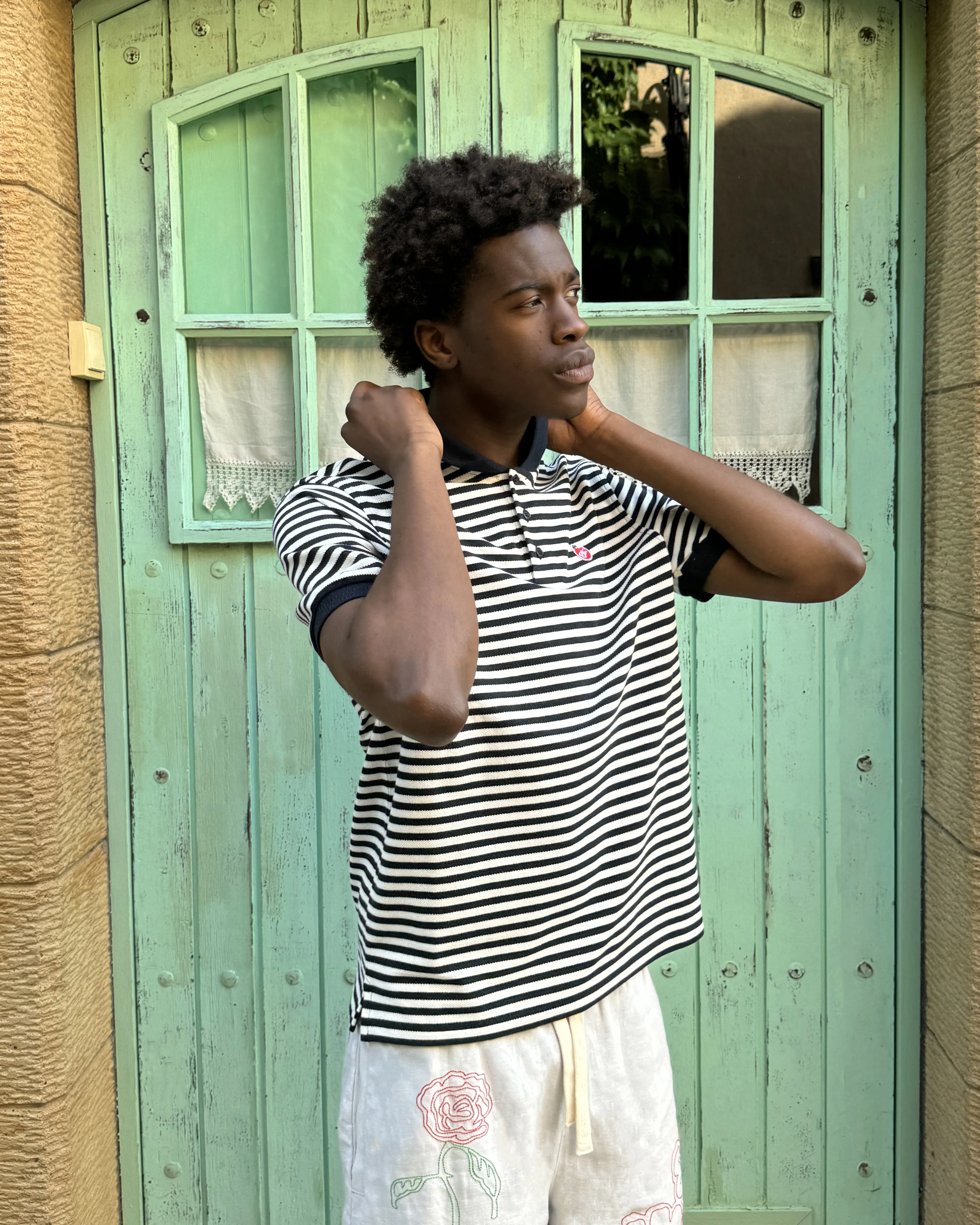 Apple Crew Stripes Polo Black - Image 15