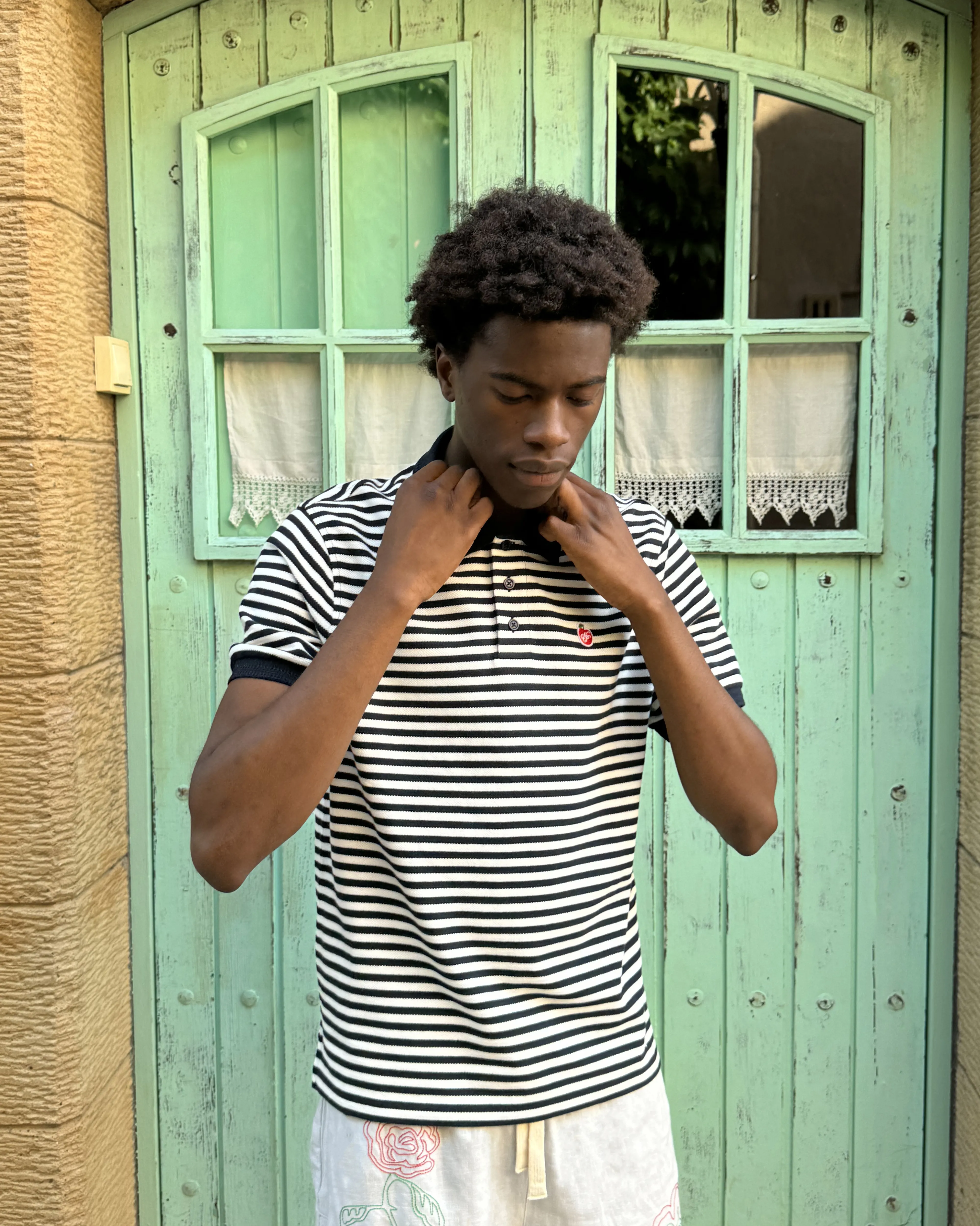 Apple Crew Stripes Polo Black - Image 16