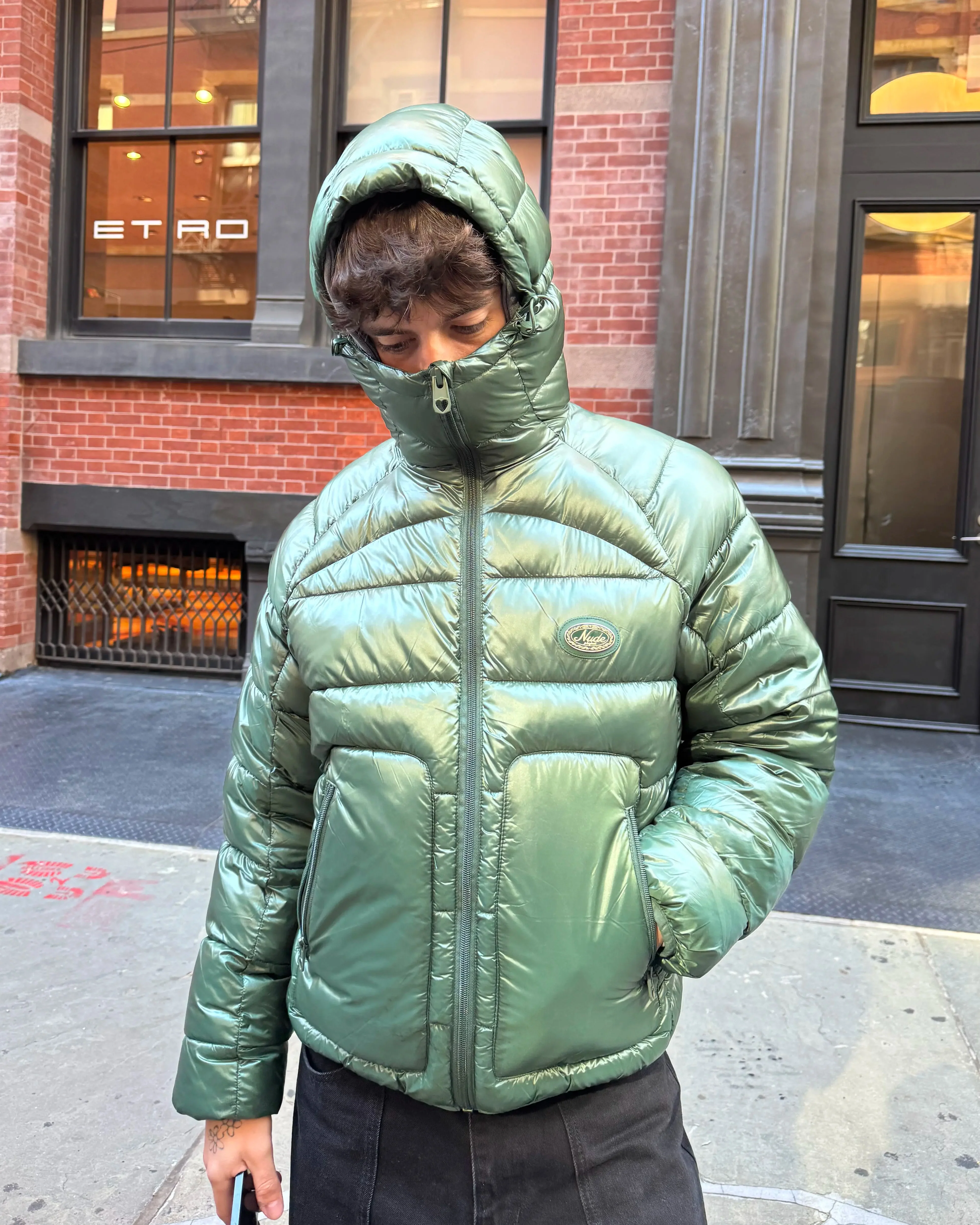 Iconic Puffer Jacket Green - Image 3