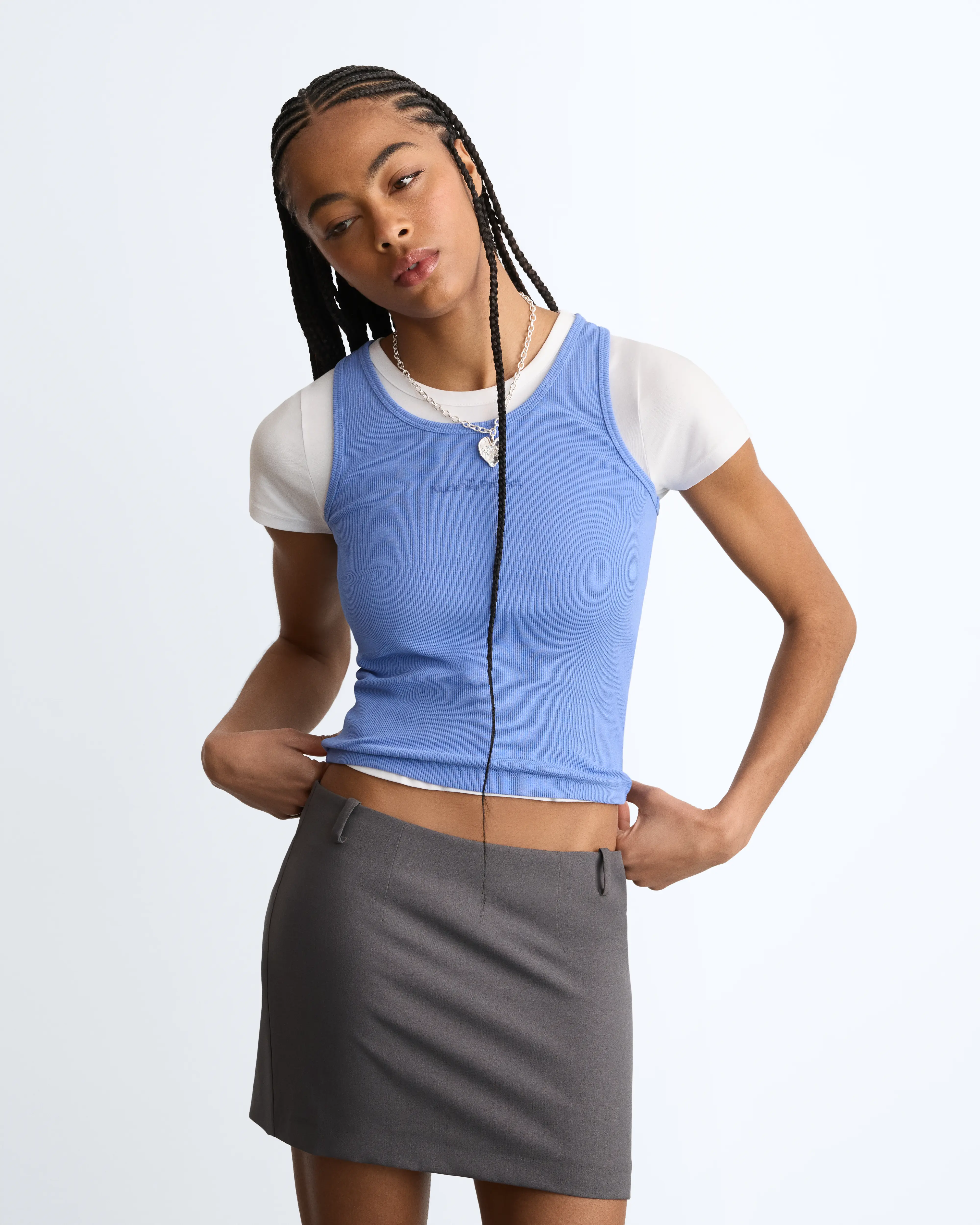 Ribbed Tank Top Blue - Image 3