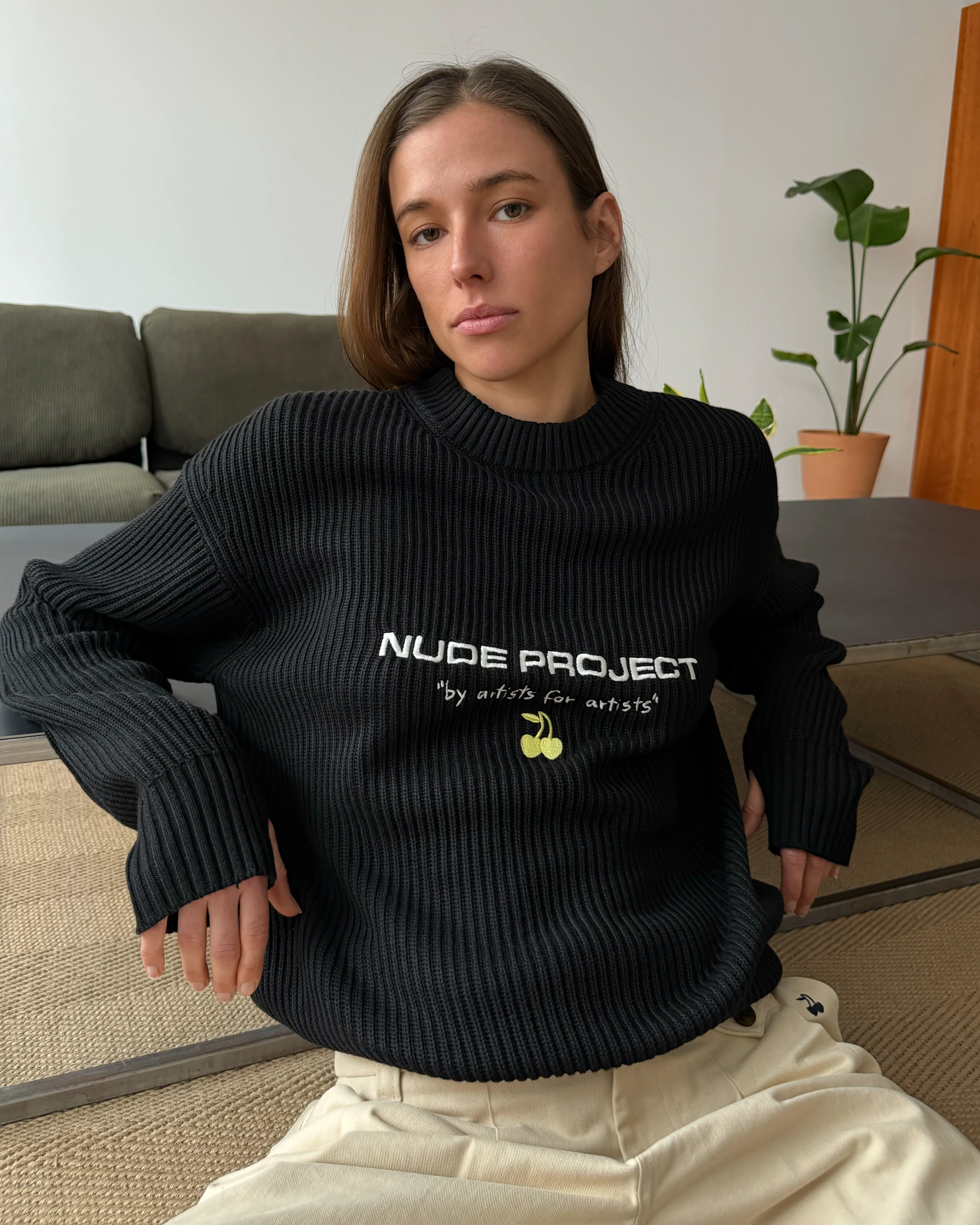 Wavy Knit Sweater Black - Image 5