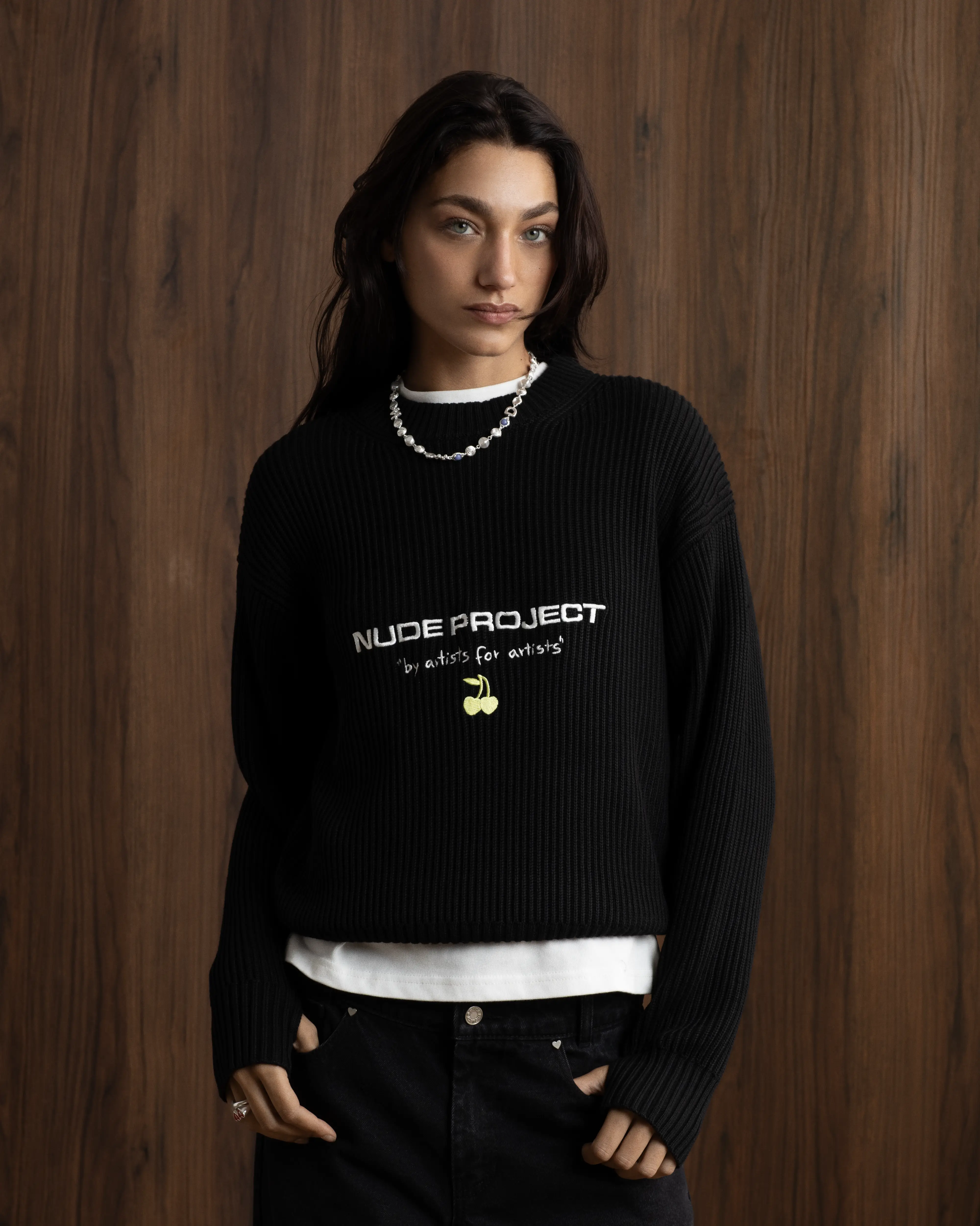 Wavy Knit Sweater Black - Image 6