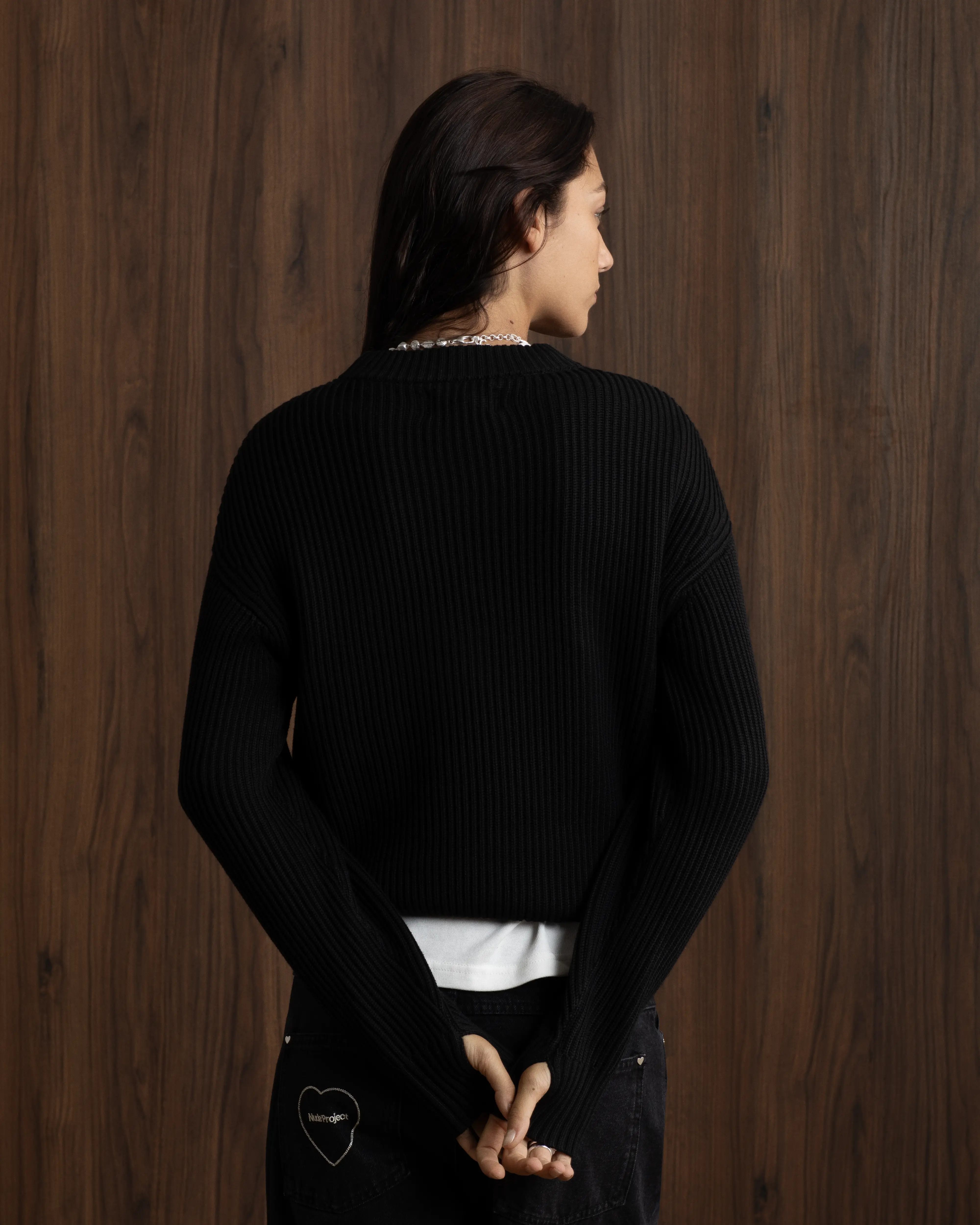 Wavy Knit Sweater Black - Image 8