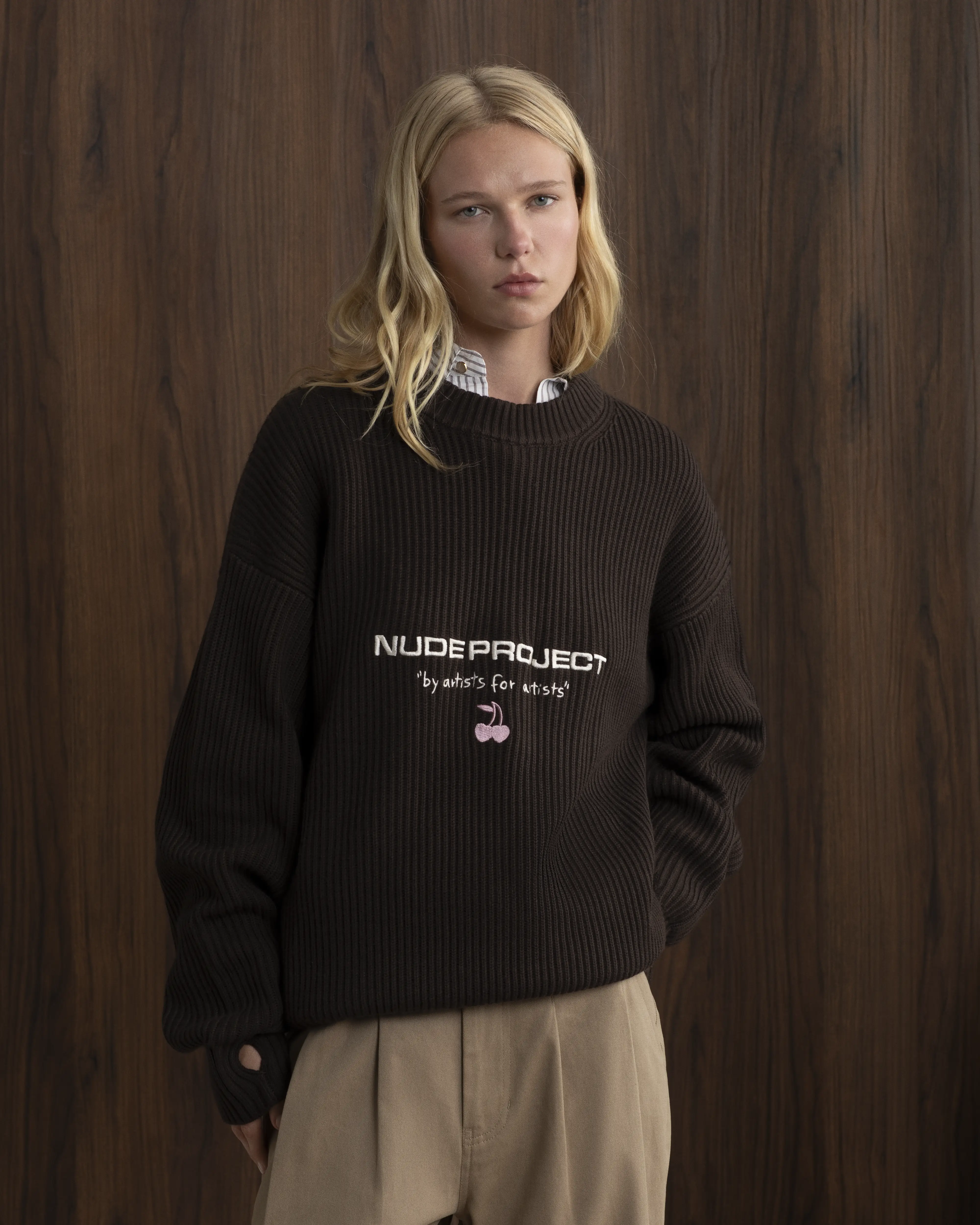 Wavy Knit Sweater Brown - Image 3