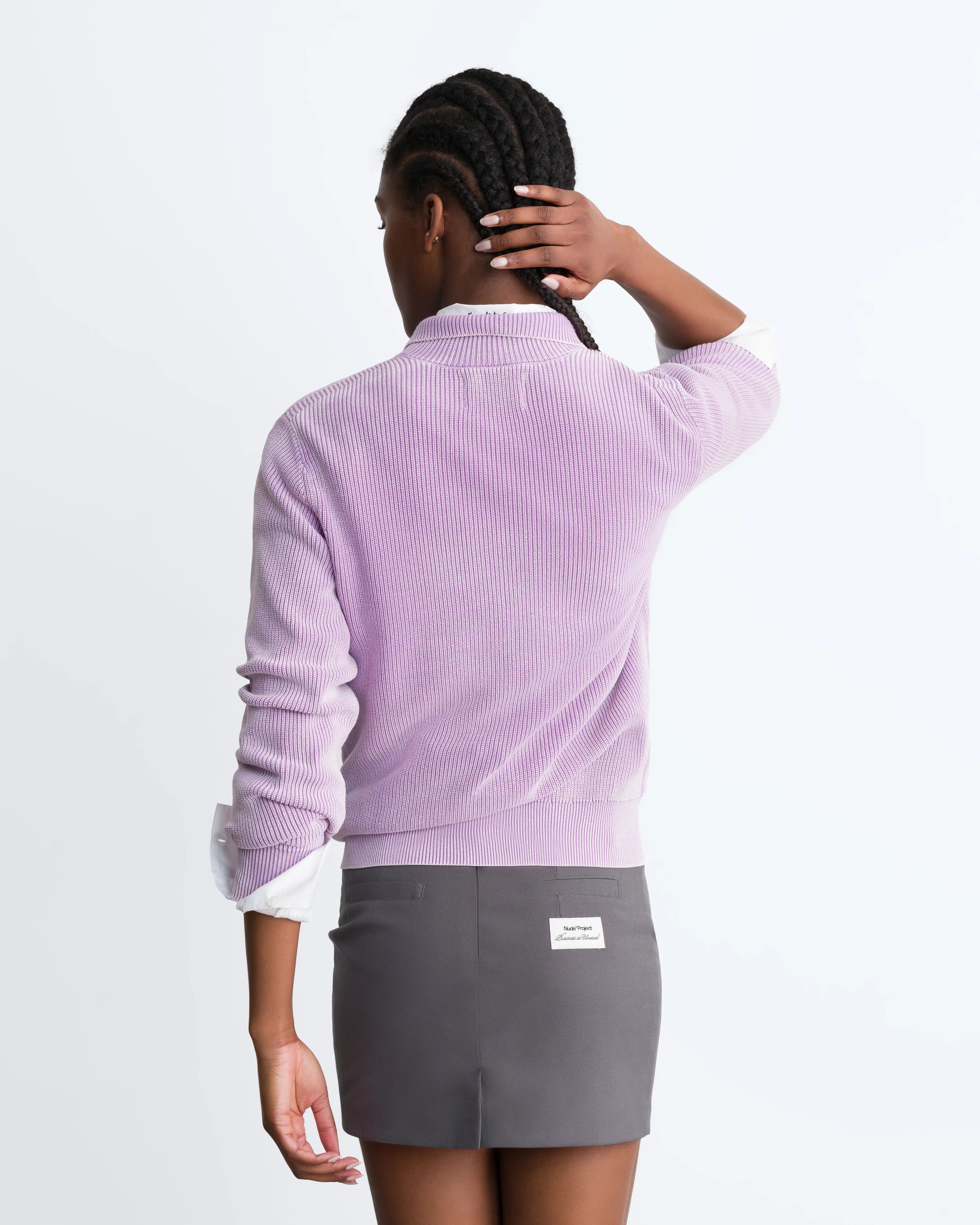 Shady Knit Zip-Up Cardigan Purple - Image 12