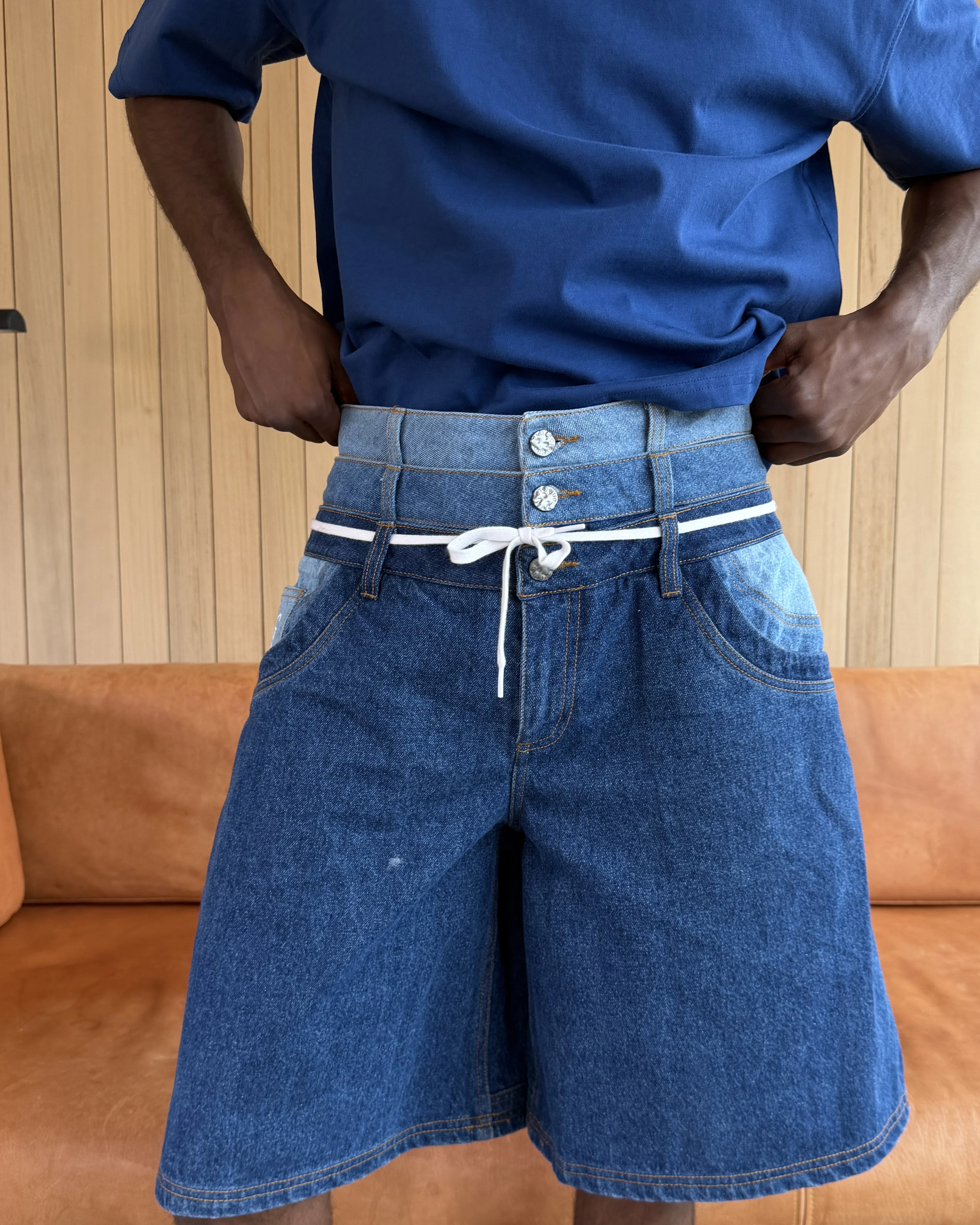 Triple Waistband Denim Shorts - Image 4