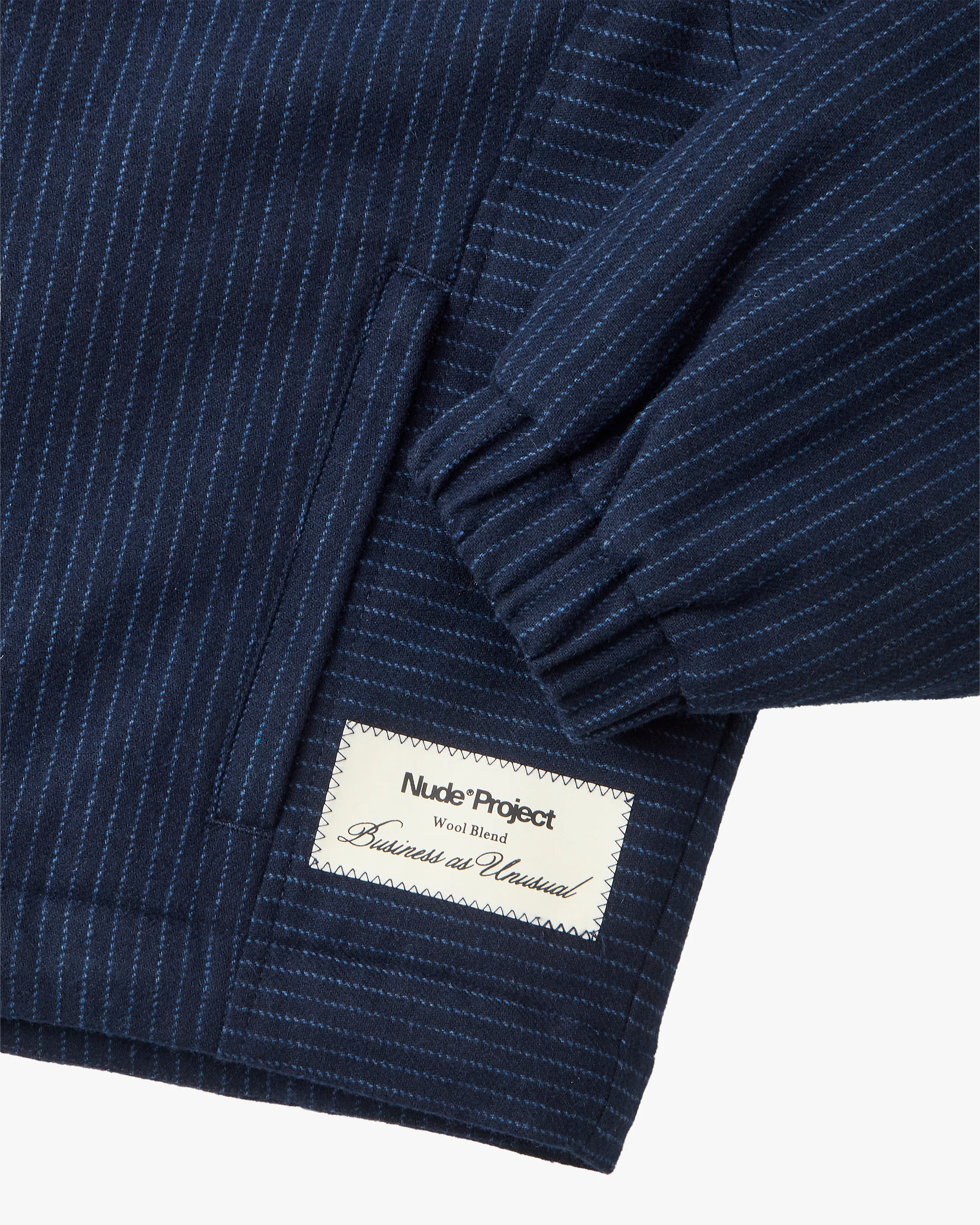 Wool Zip-Up Bomber Jacket Navy - Image 12