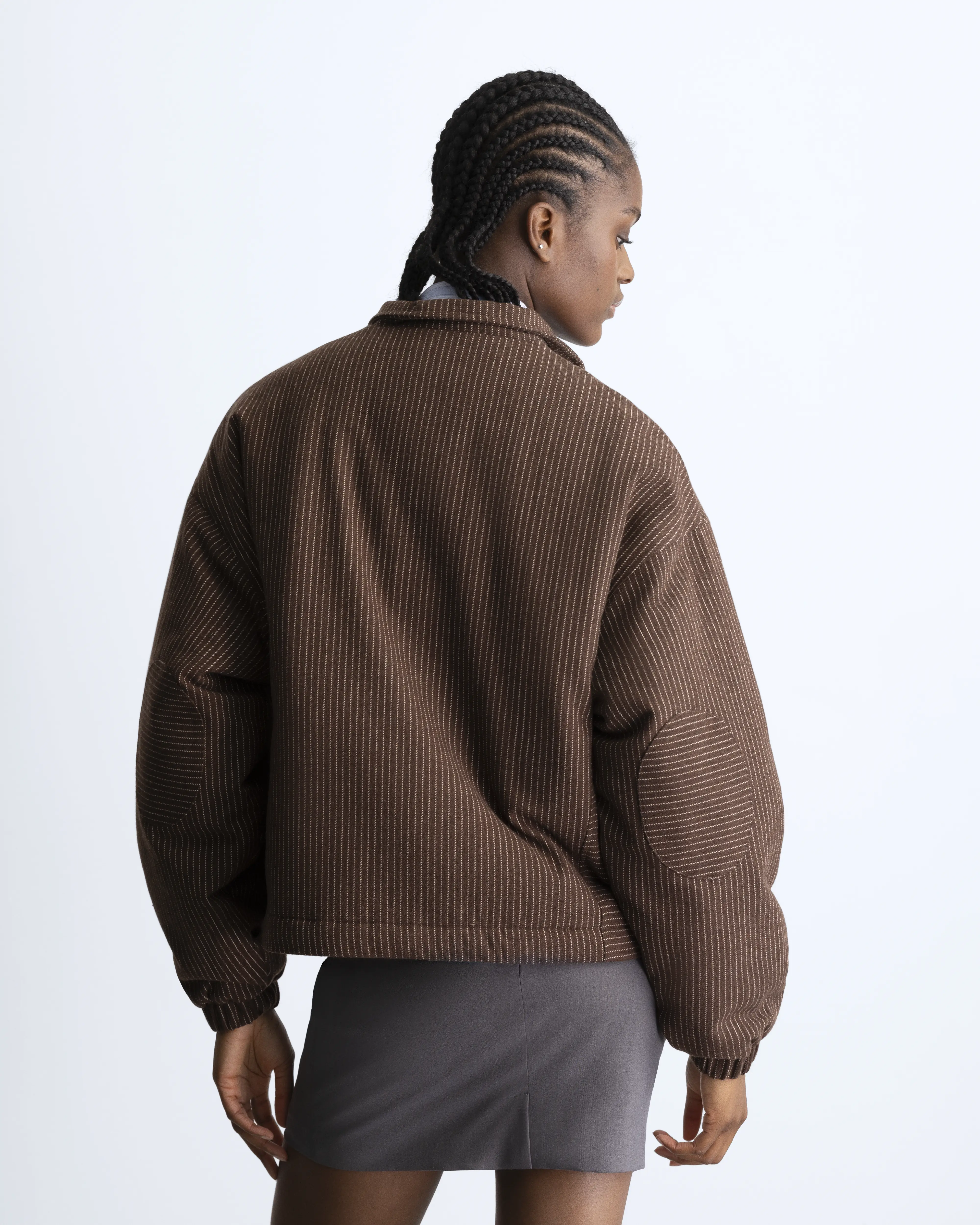 Wool Zip-Up Bomber Jacket Brown - Image 9